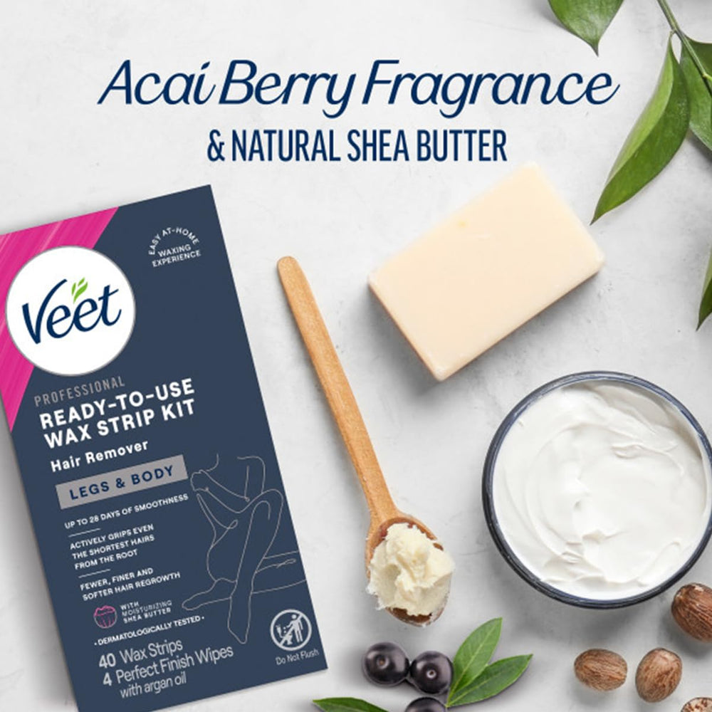 Veet Ready-to-Use Wax Strip Kit salon-like results after use.