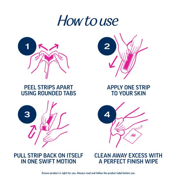 Veet six perfect finish wipes included for residue removal after waxing.