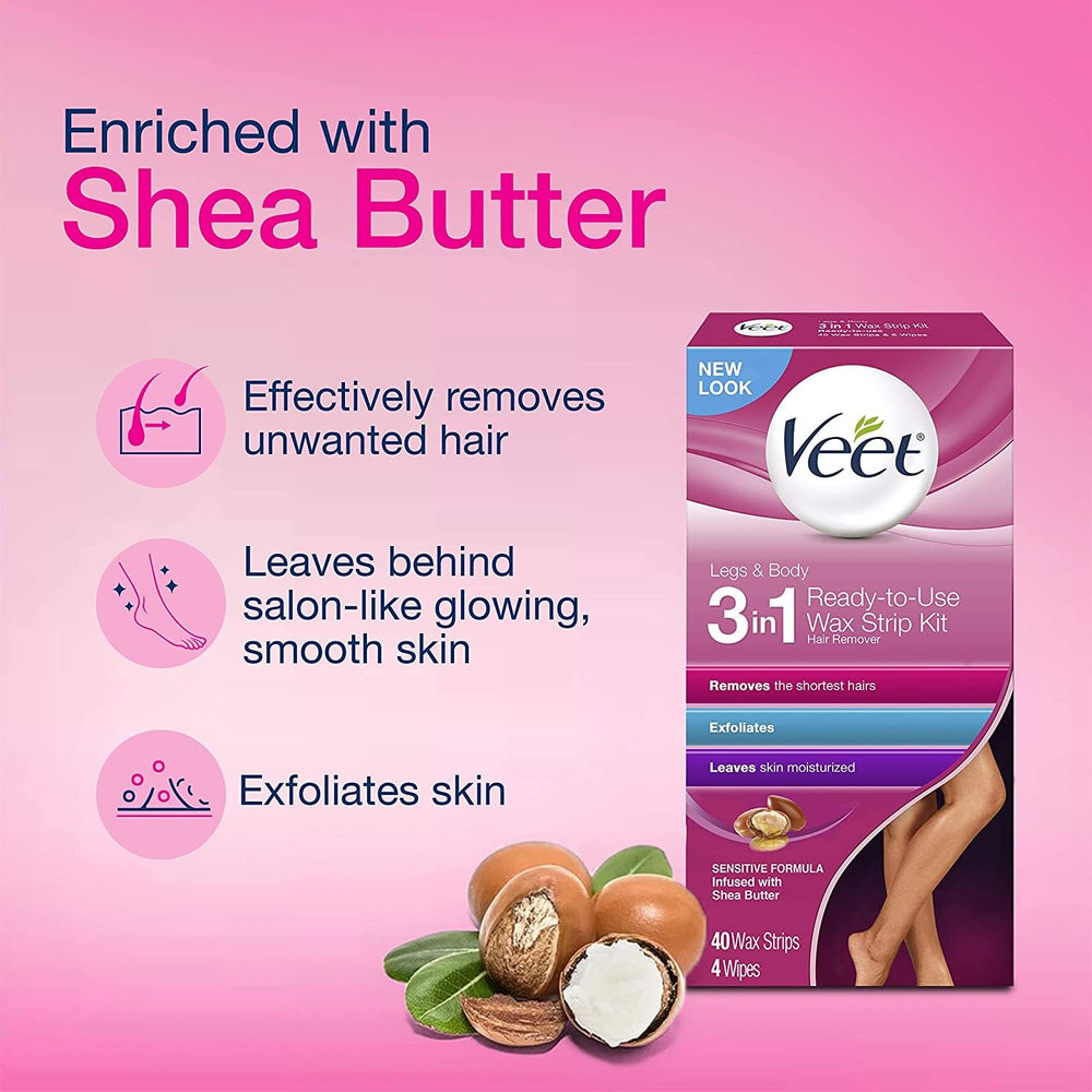 Veet Perfect Finish Wipes included for clean residue