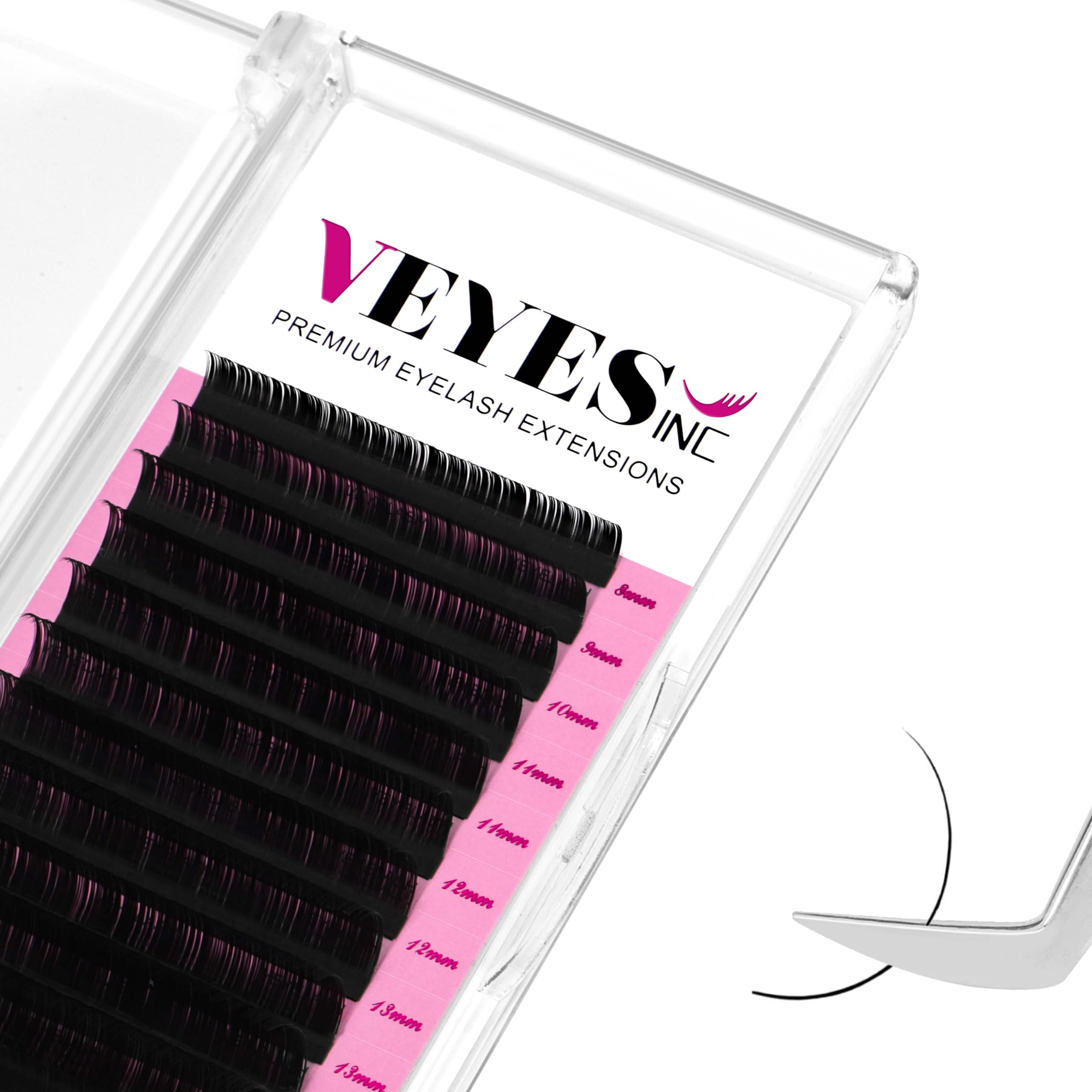 VEYES INC classic volume lashes tray showing 0.05 D curl 8-16mm lengths for easy volume fans