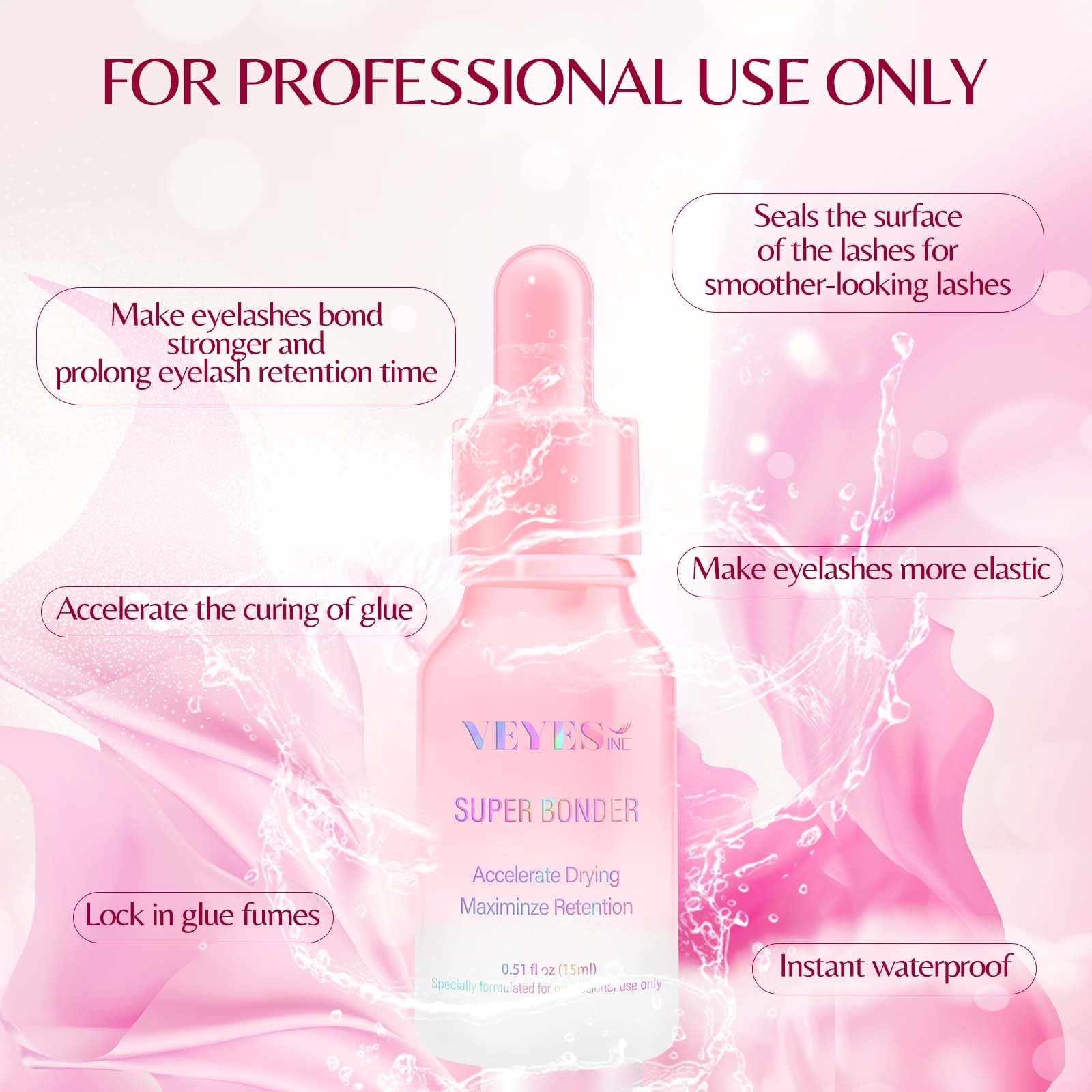 VEYES INC Super Lash Bonder applied on lashes showing quicker hold and reduced fumes