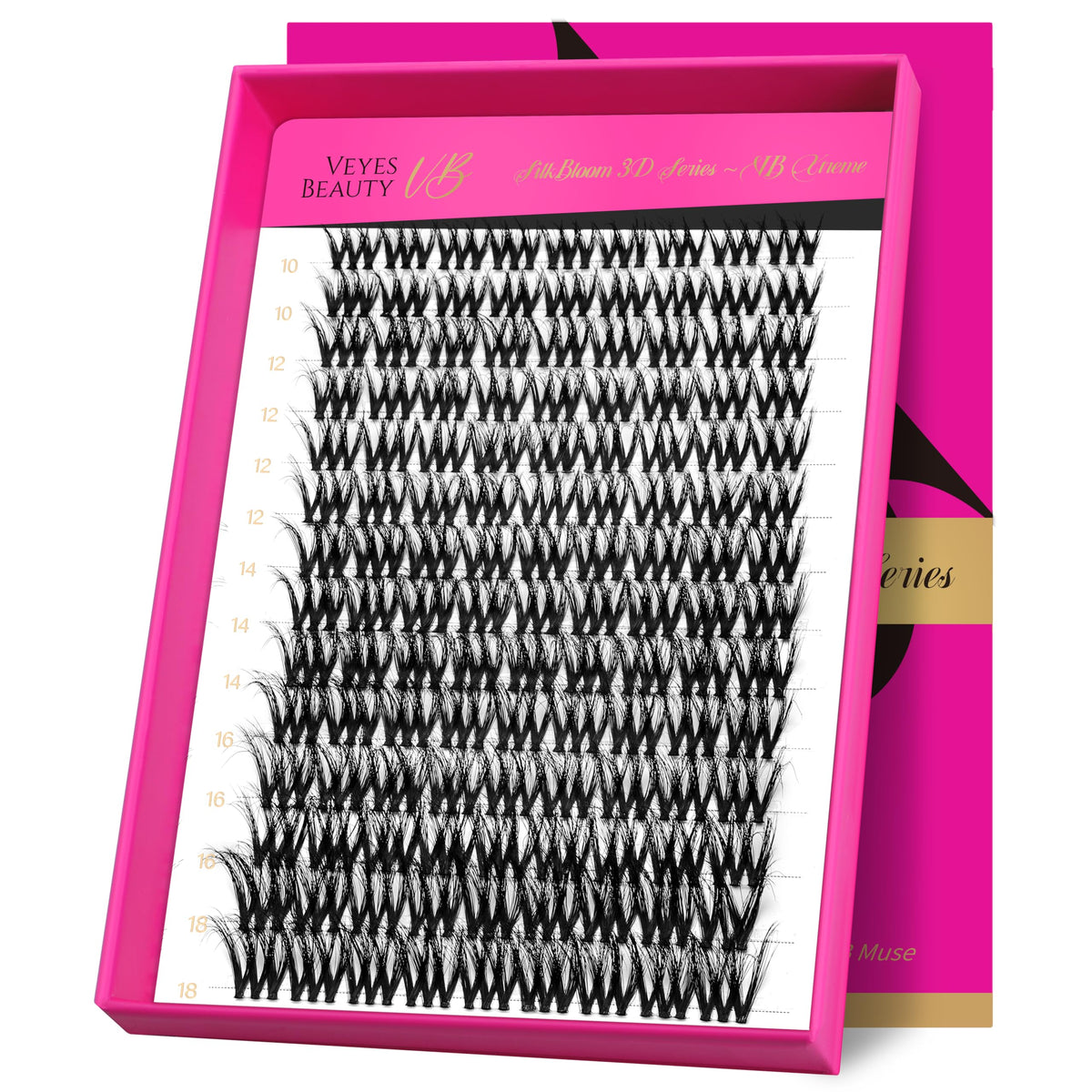 VEYESBEAUTY lash clusters close-up shows fluffy 3D layered lashes for a natural boost.