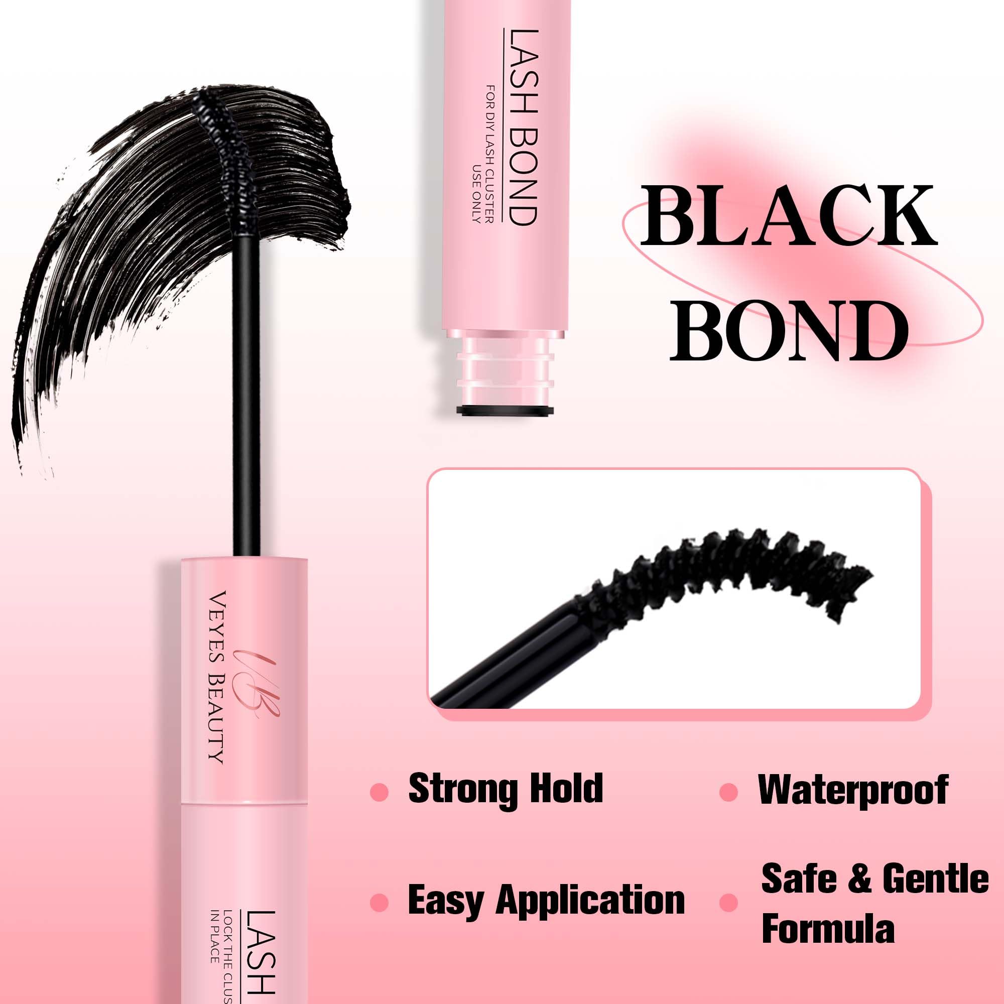 VEYESBEAUTY waterproof lash glue closeup demonstrates durable hold