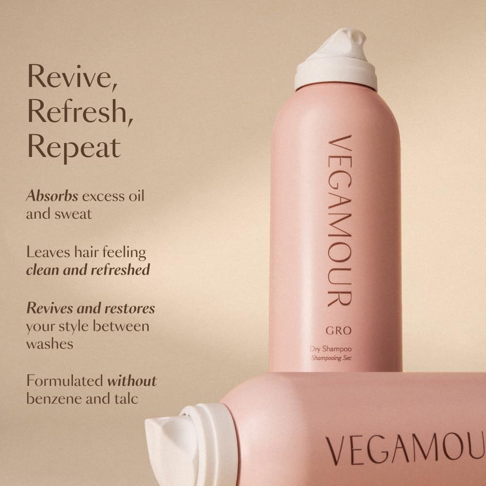 VEGAMOUR GRO Dry Shampoo texture-thickening shows hair fullness after use.