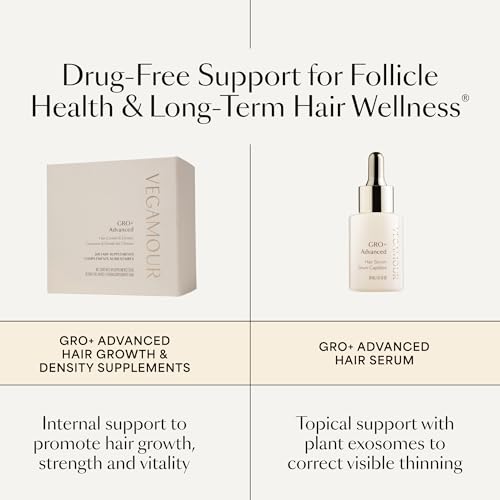VEGAMOUR GRO+ ingredient illustration highlighting key botanicals for hair health.