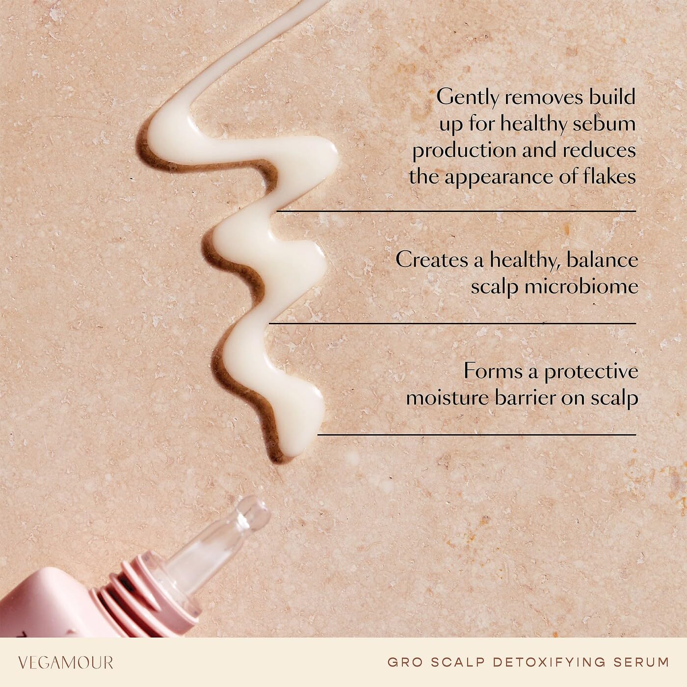 Application image of GRO serum massaged into scalp to balance oils.
