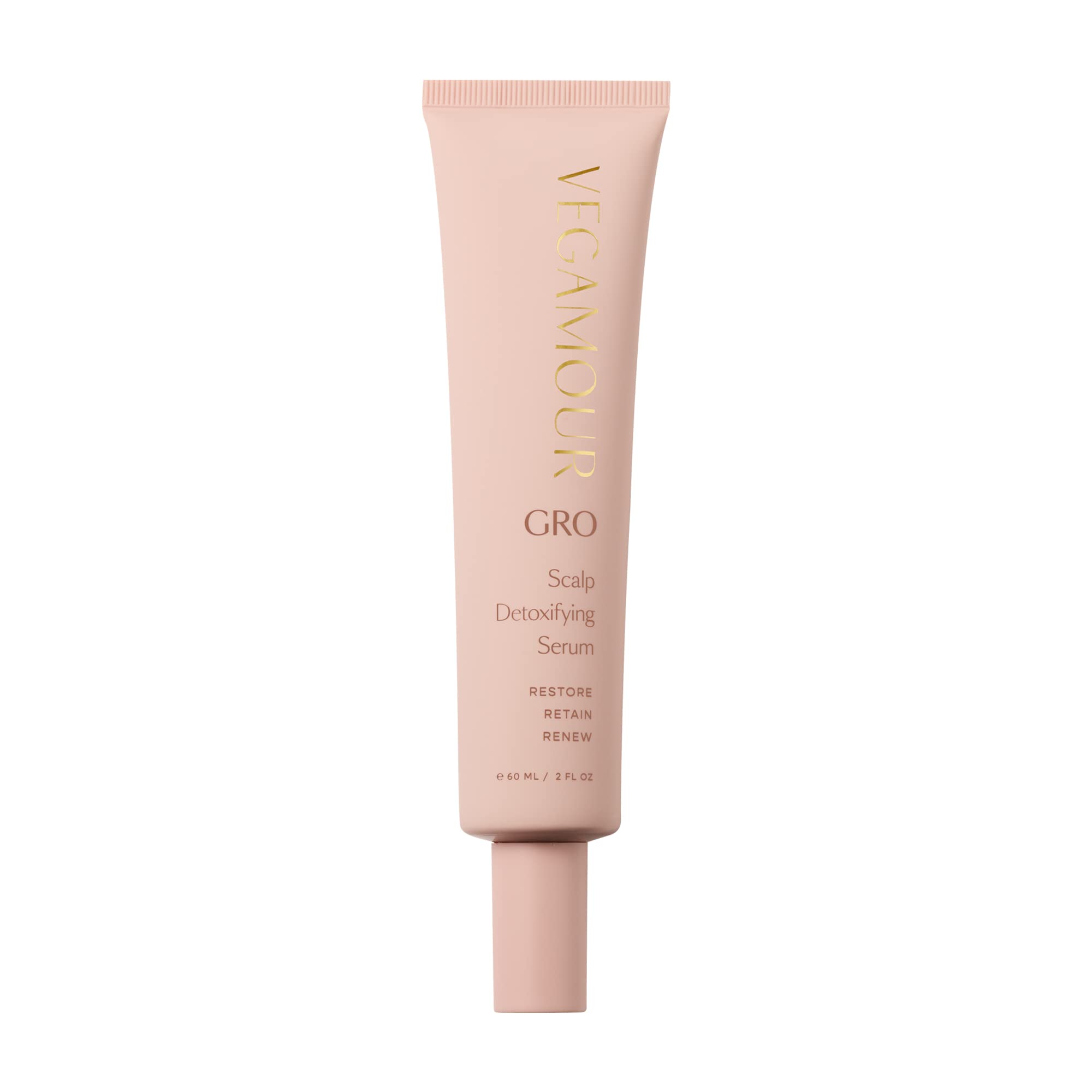 VEGAMOUR GRO Scalp Detoxifying Serum bottle clarifies scalp impurities for healthier-looking roots.