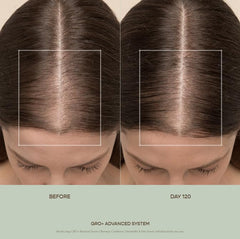 VEGAMOUR GRO+ serum texture on fingertips shows fast absorption for all hair types.