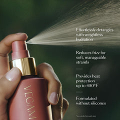VEGAMOUR Hydr-8 on damp hair ready to detangle and smooth frizz.