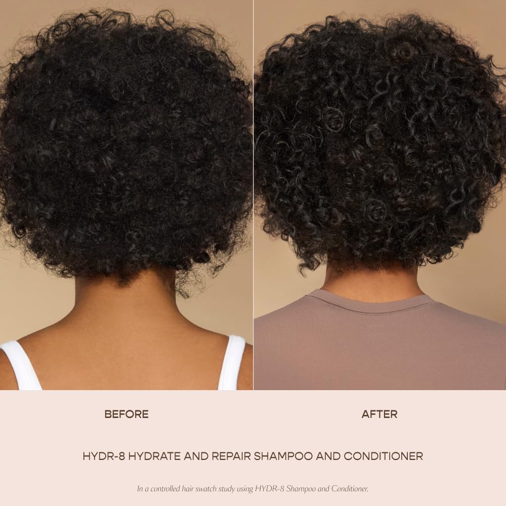 VEGAMOUR HYDR-8 swatch demonstrating frizz reduction and shine