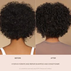 VEGAMOUR HYDR-8 swatch demonstrating frizz reduction and shine
