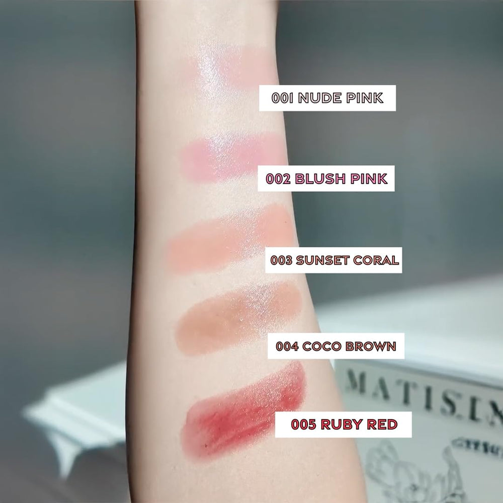 VEGAN J. lip balm shade variety display for everyday looks.