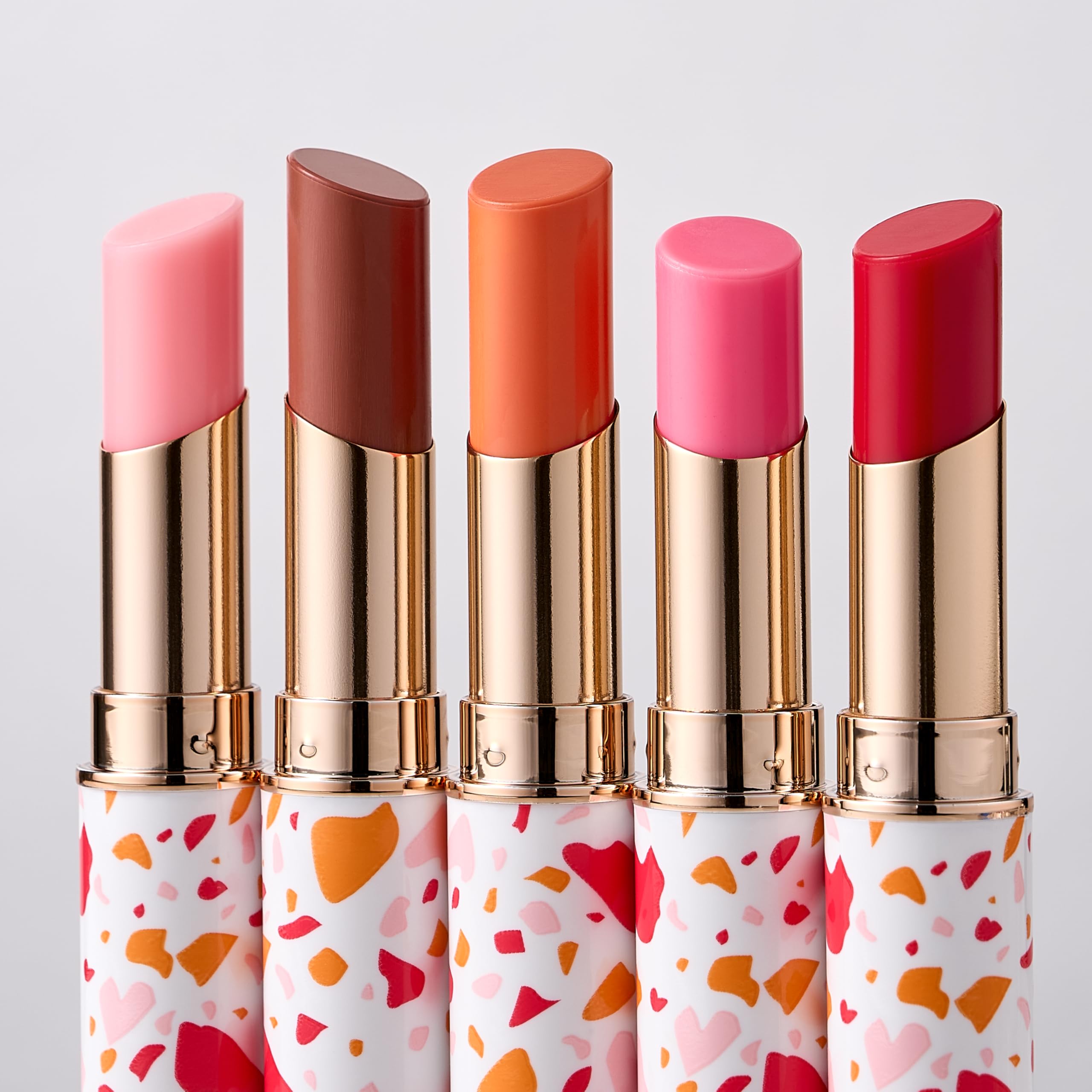 VEGAN J. lip balm 002 blush pink swatch on lips for natural color.