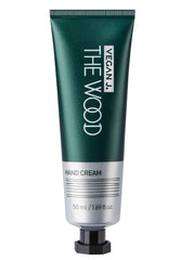 Vegan J Wood Hand Cream packaging label shows trusted vegan credentials for confident shopping.
