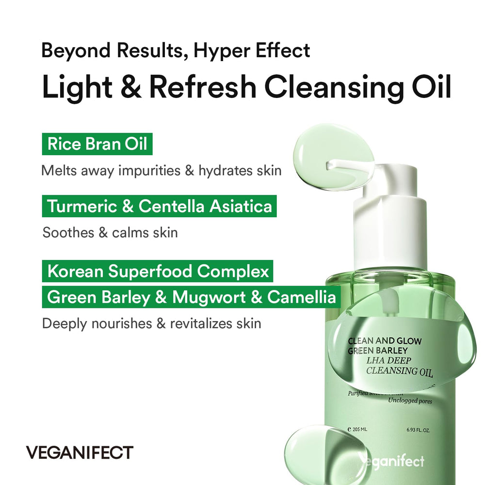 VEGANIFECT Cleansing Oil with water—transforms into lightweight foam for rinsing