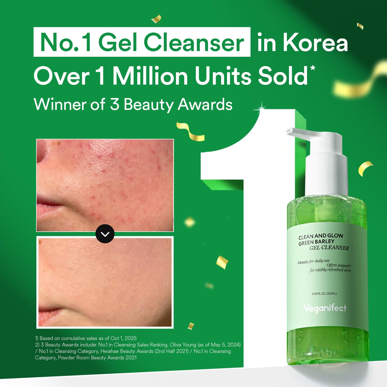 VEGANIFECT Hydrating Gel Cleanser bottle back lists ingredients and usage for informed care.