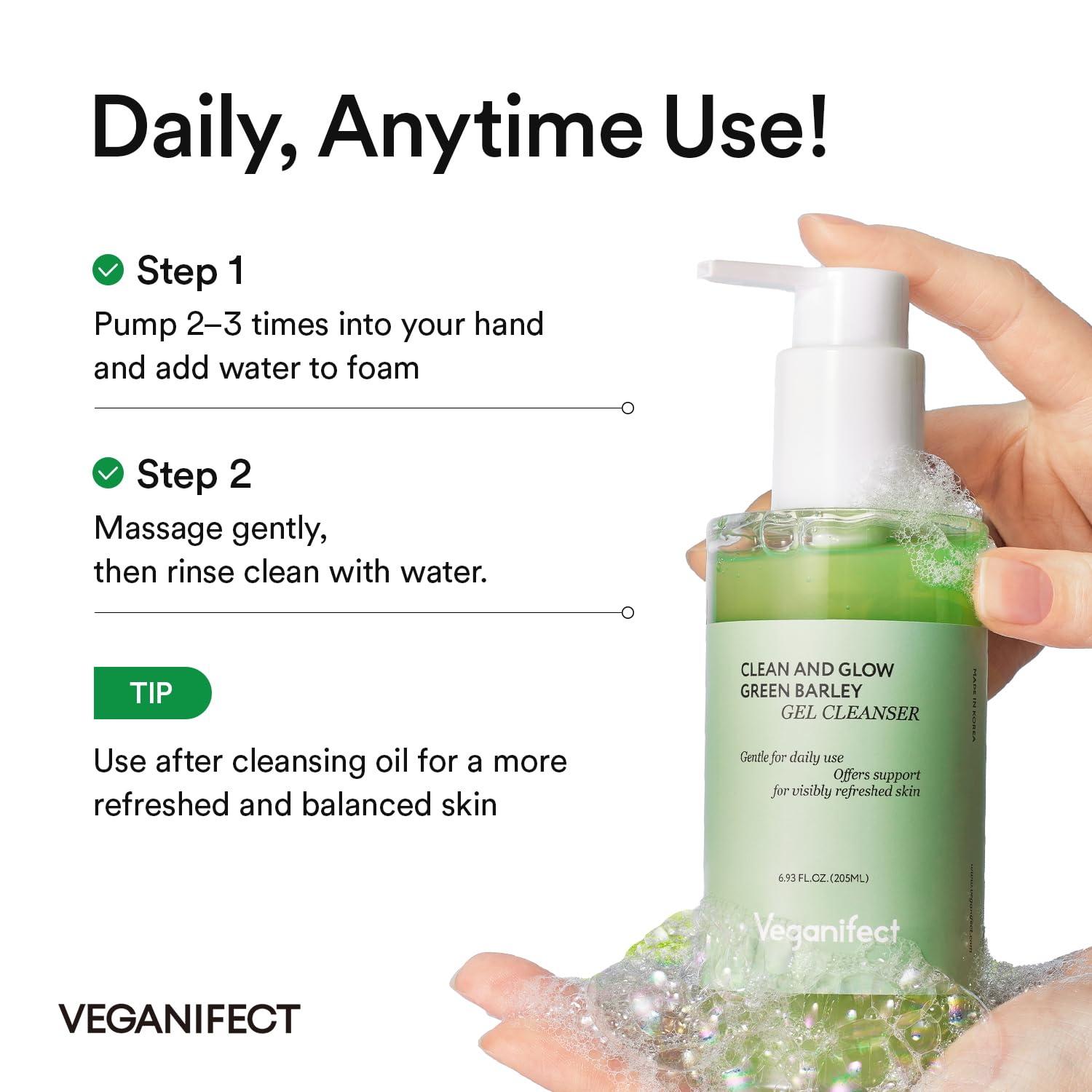 VEGANIFECT Hydrating Gel Cleanser pores close-up shows cleaner looking pores.