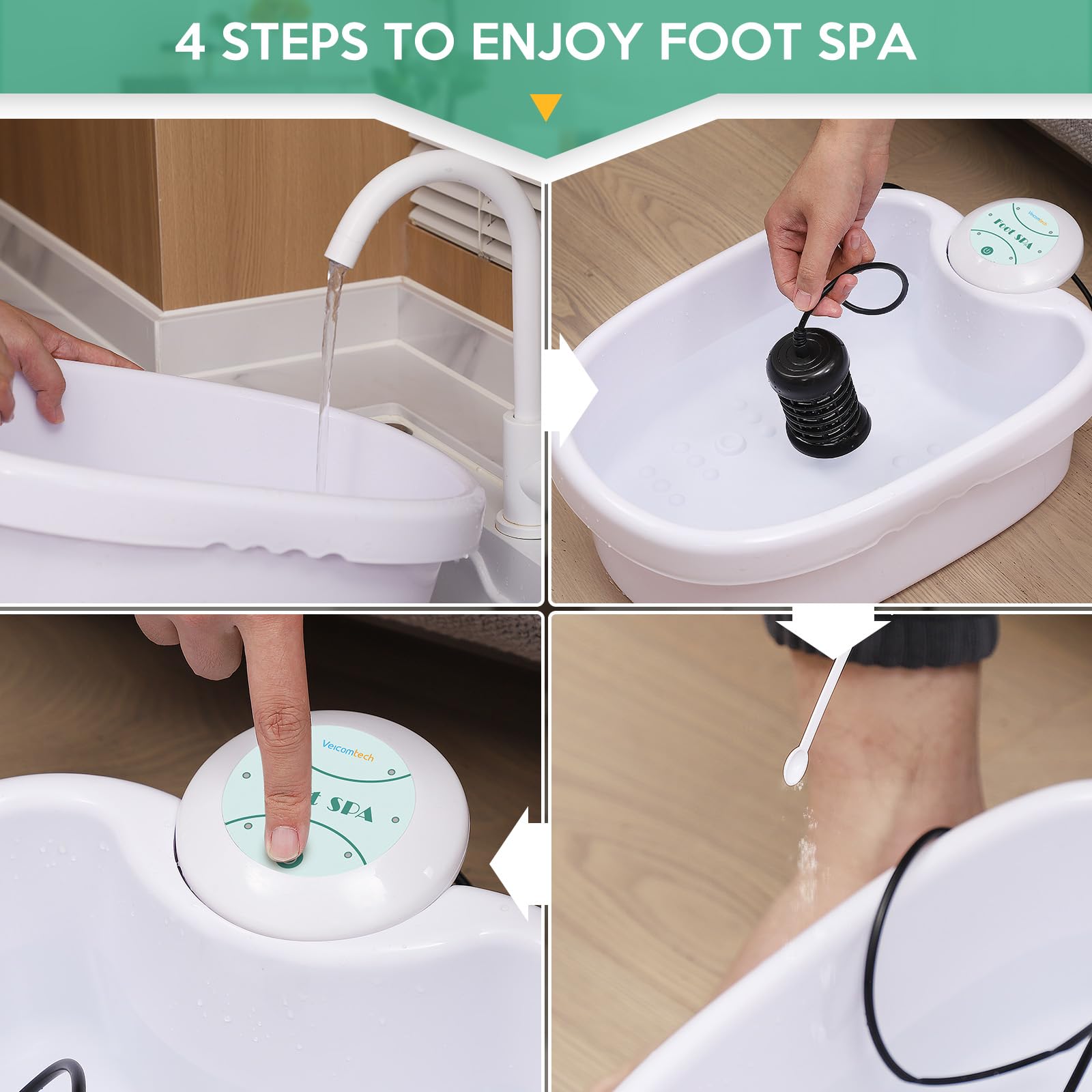 Veicomtech Ionic Foot Bath auto timer ensures a tidy 30-minute session.
