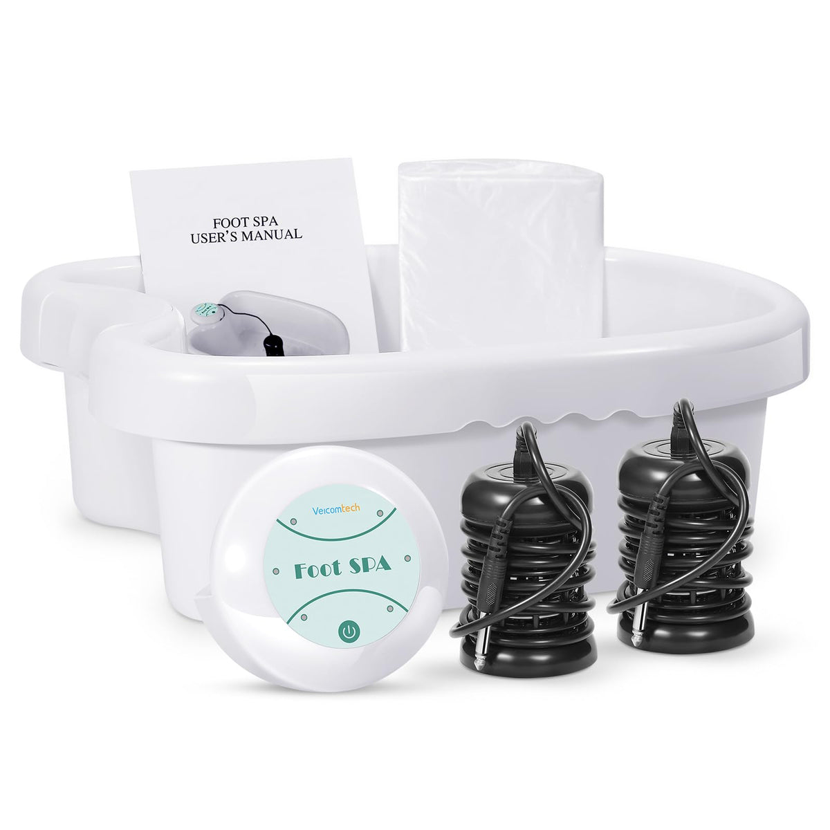 Veicomtech Ionic Foot Bath front view in green, ideal for at-home relaxation.