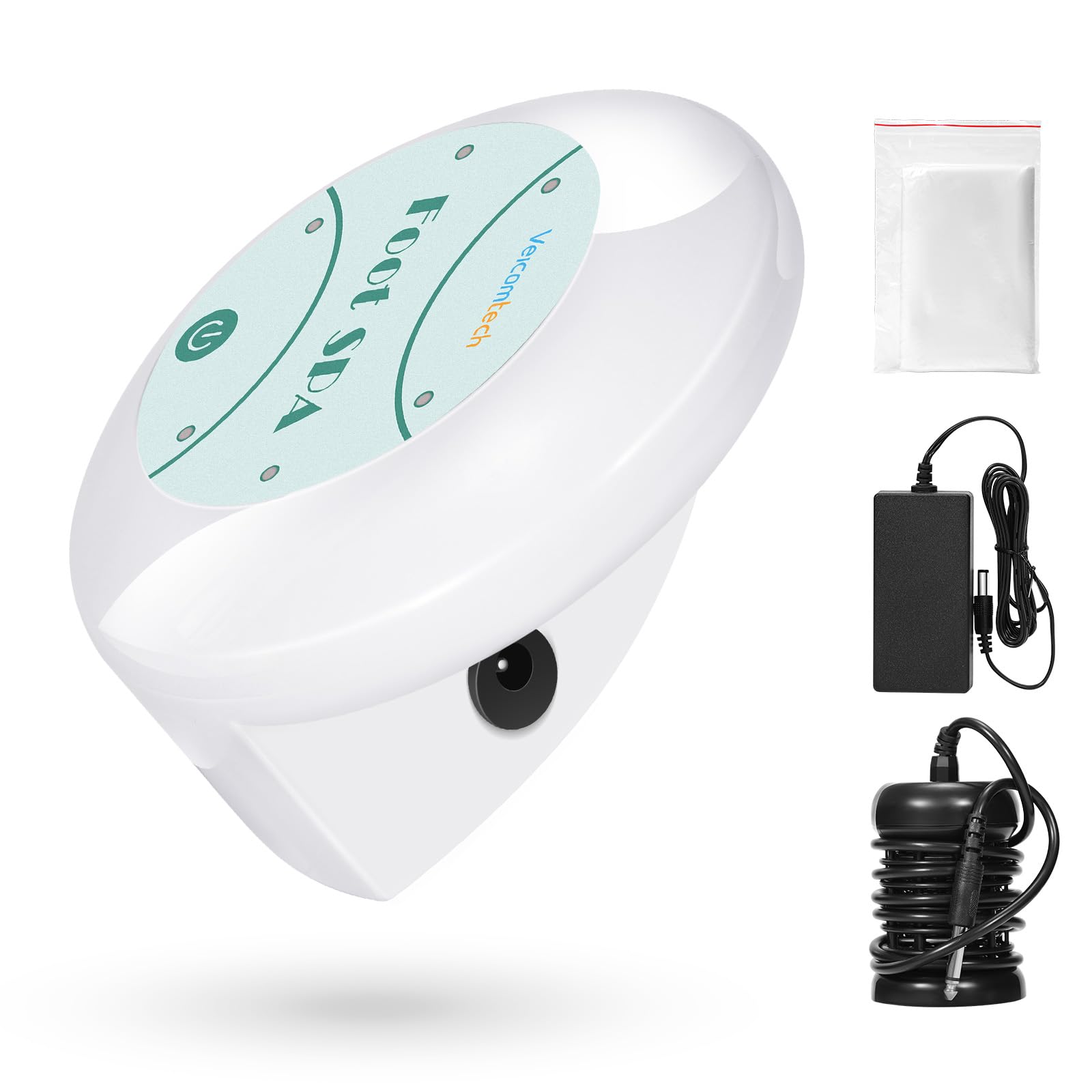 Veicomtech portable ionic detox foot bath machine front-view for home use and spa-ready setup