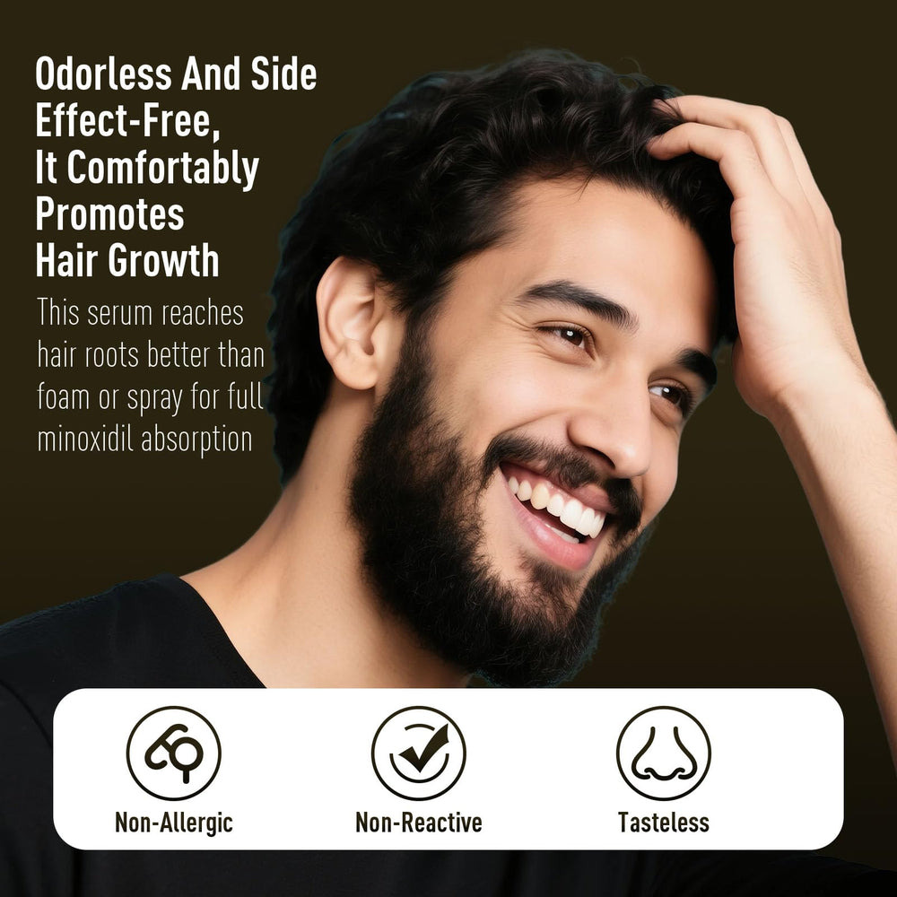 Veiderui Minoxidil Biotin 5% closeup formula image conveys fast-absorbing liquid texture