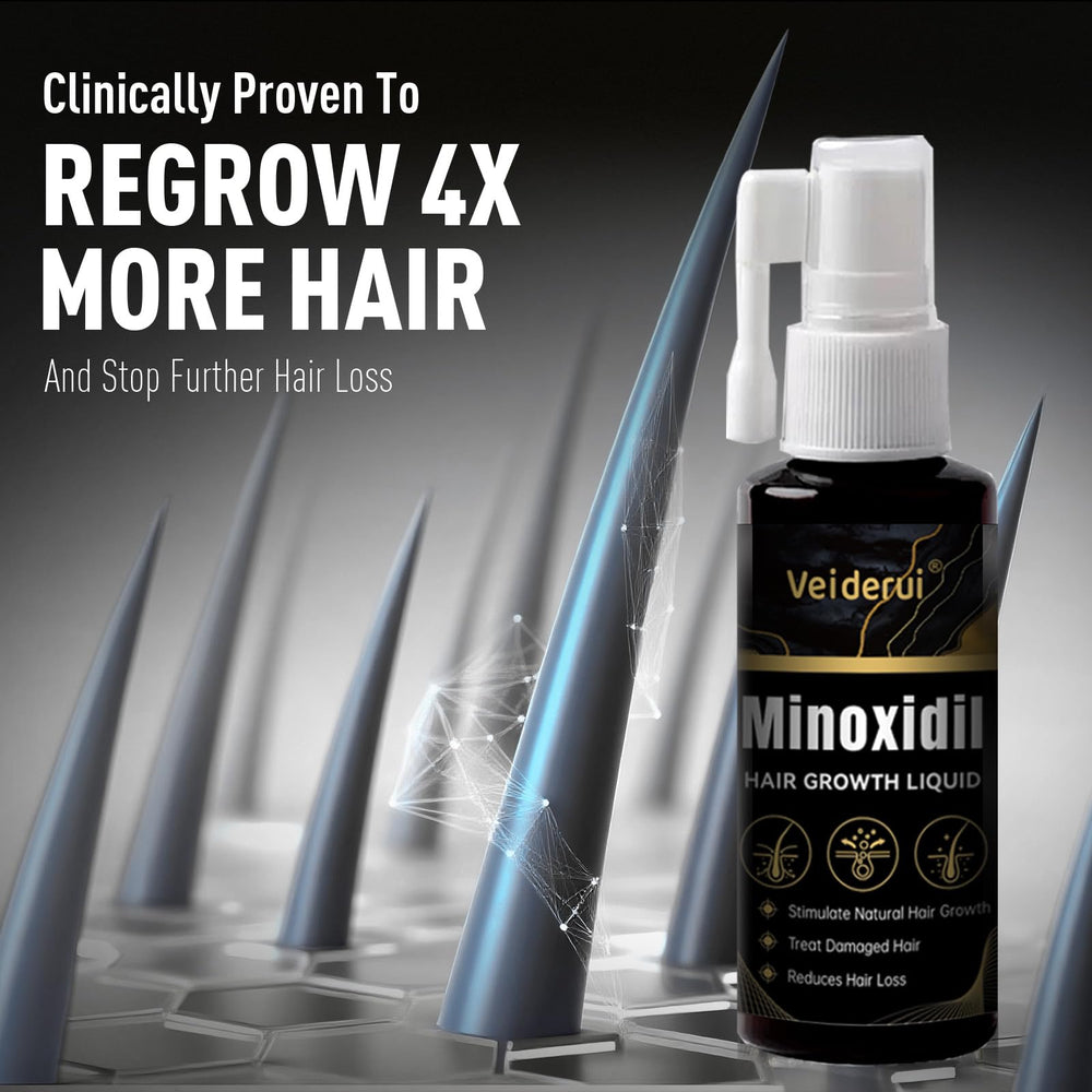Veiderui Minoxidil Biotin 5% dropper applying directly to the scalp for easy use