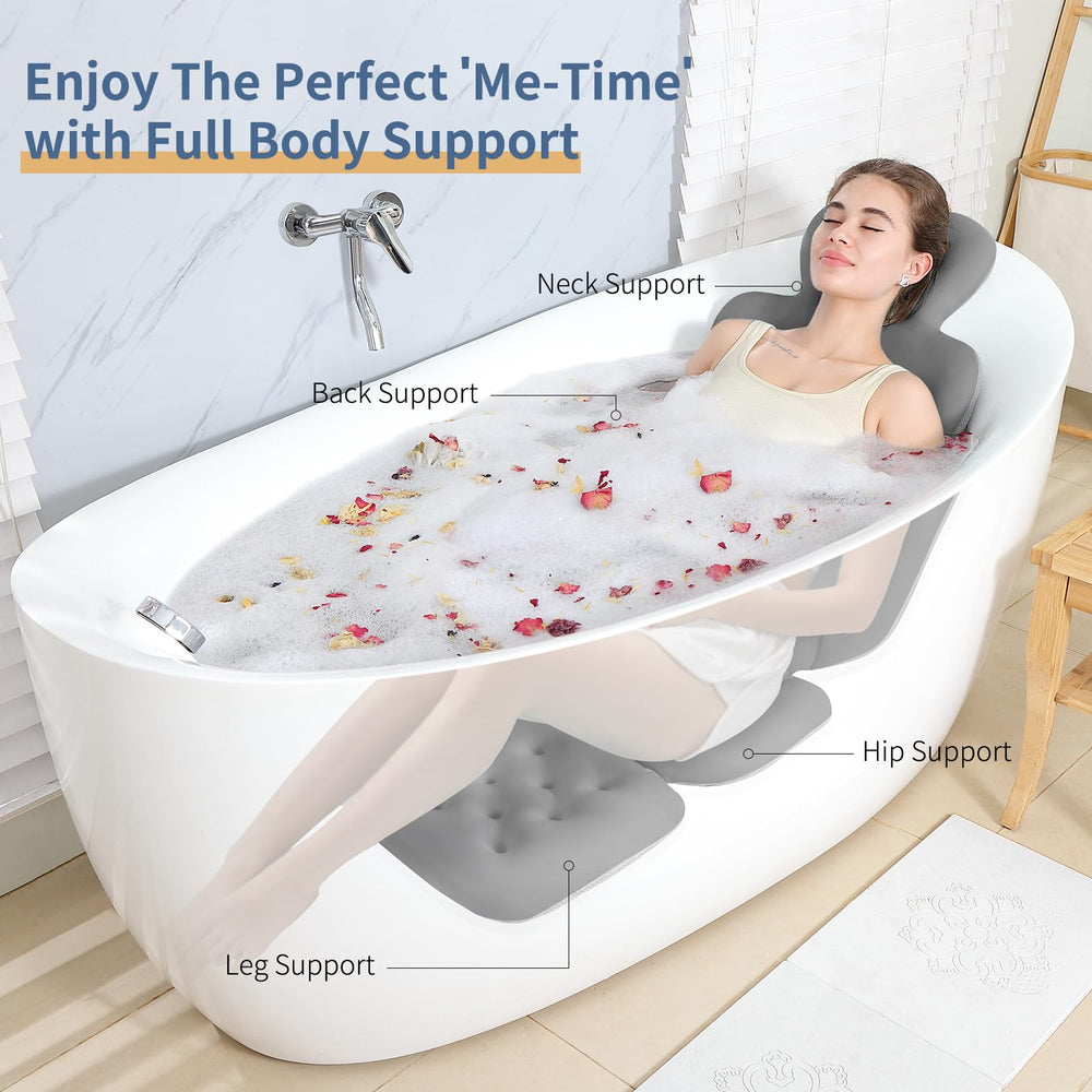VEILS bath pillow with 160 suction cups stays secure during baths.