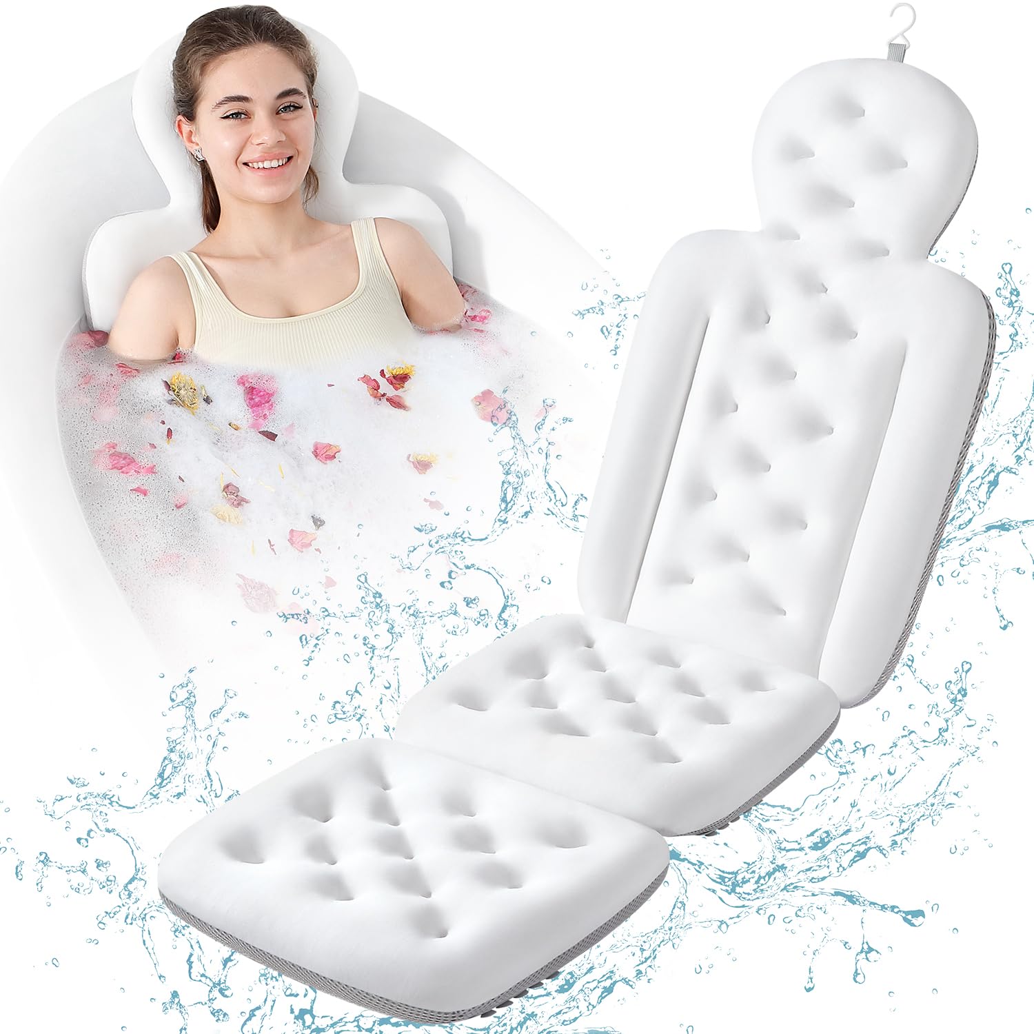 VEILS Luxury Bath Pillow full-body white cushion for a relaxing soak