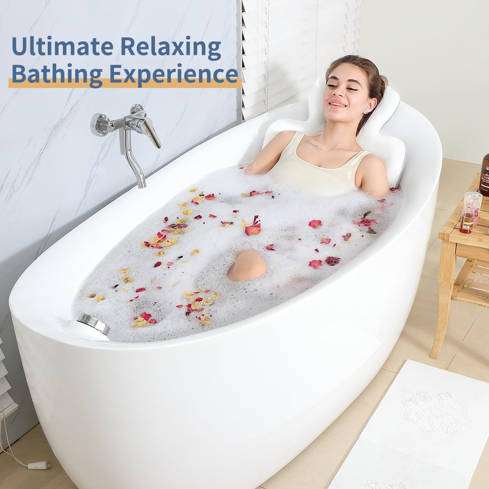 VEILS Luxury Bath Pillow head-neck support for neck comfort during baths