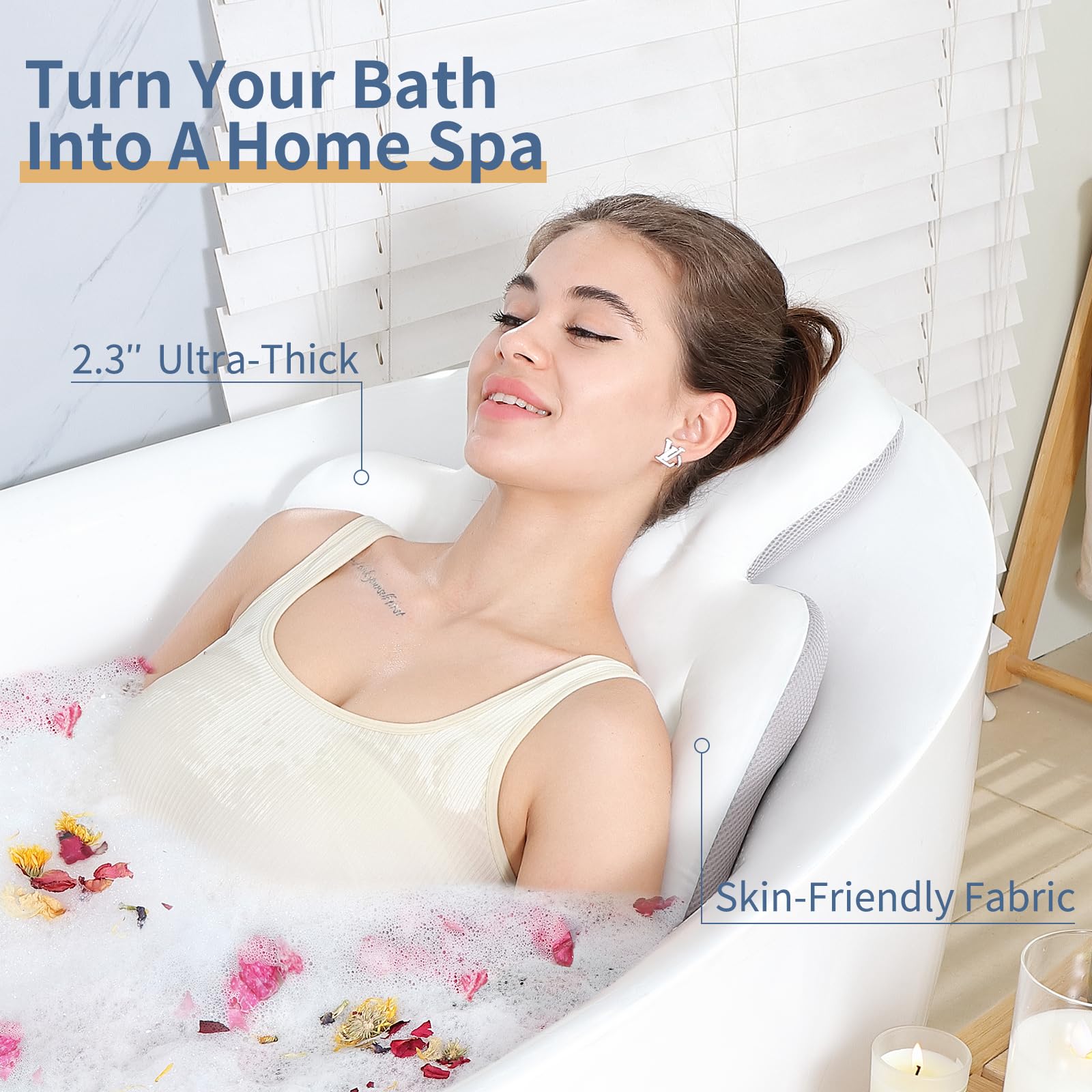 VEILS Luxury Bath Pillow includes laundry bag for easy care and storage