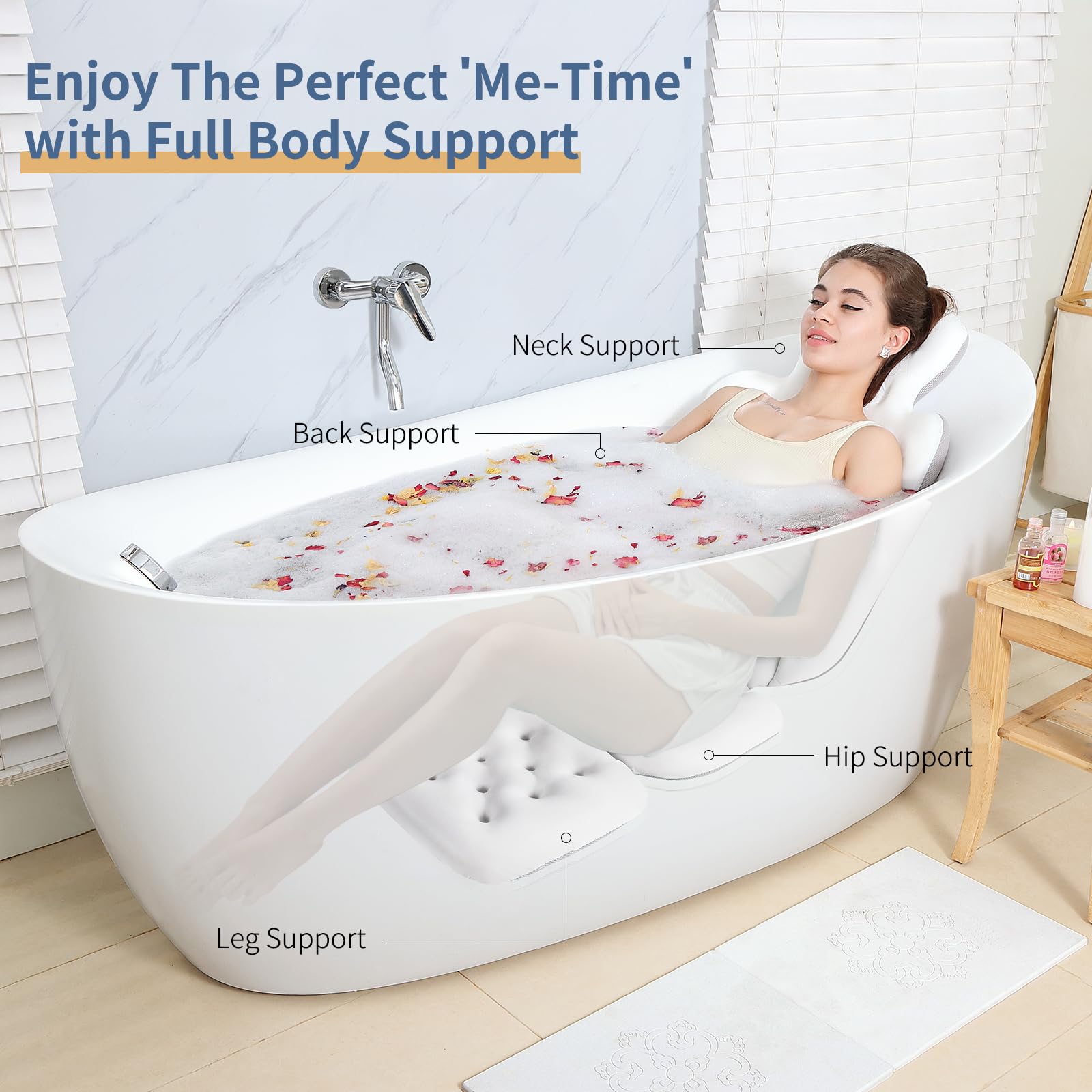 VEILS Luxury Bath Pillow thick cushion delivers plush, long-lasting comfort