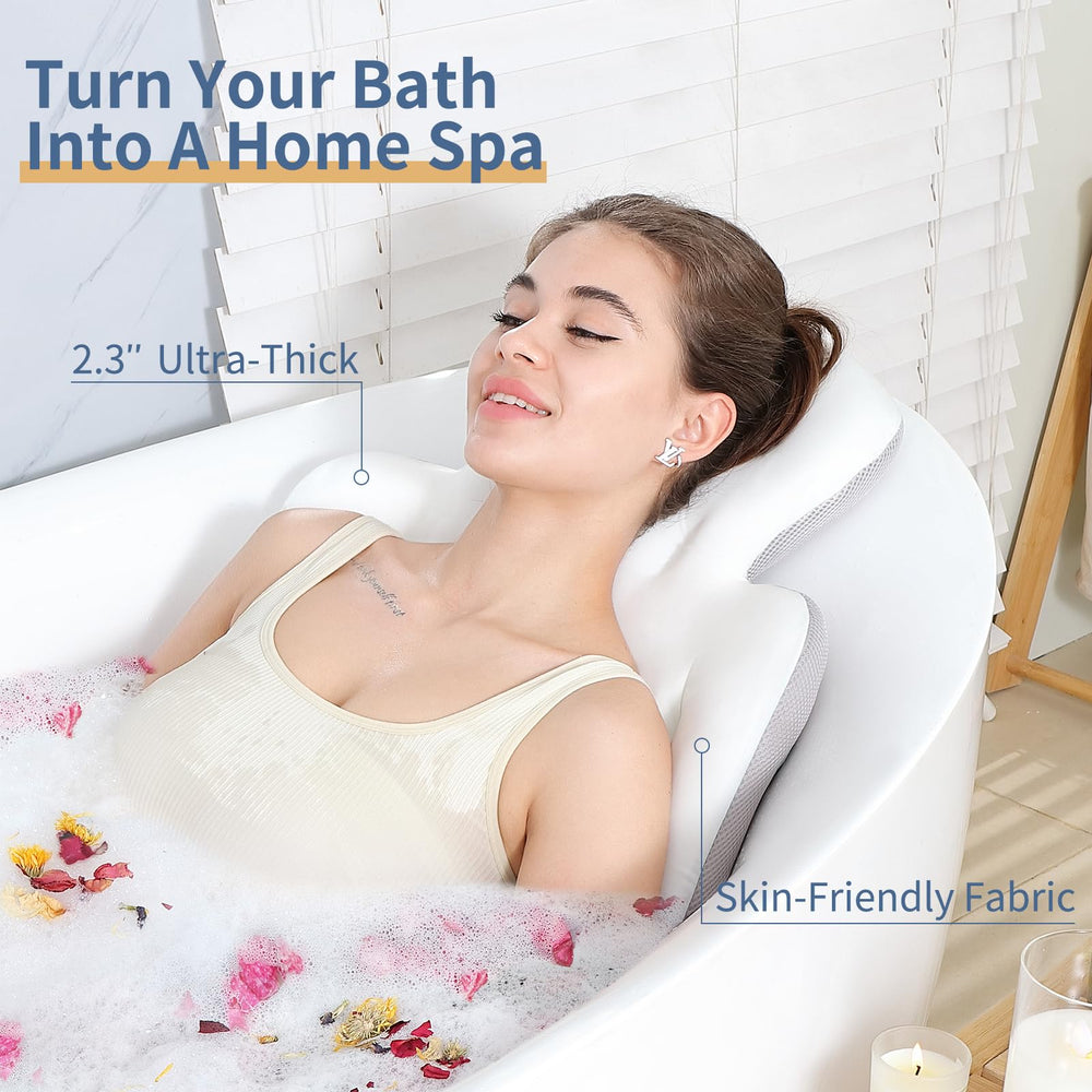 VEILS Luxury Bath Pillow thick cushion delivers plush, long-lasting comfort