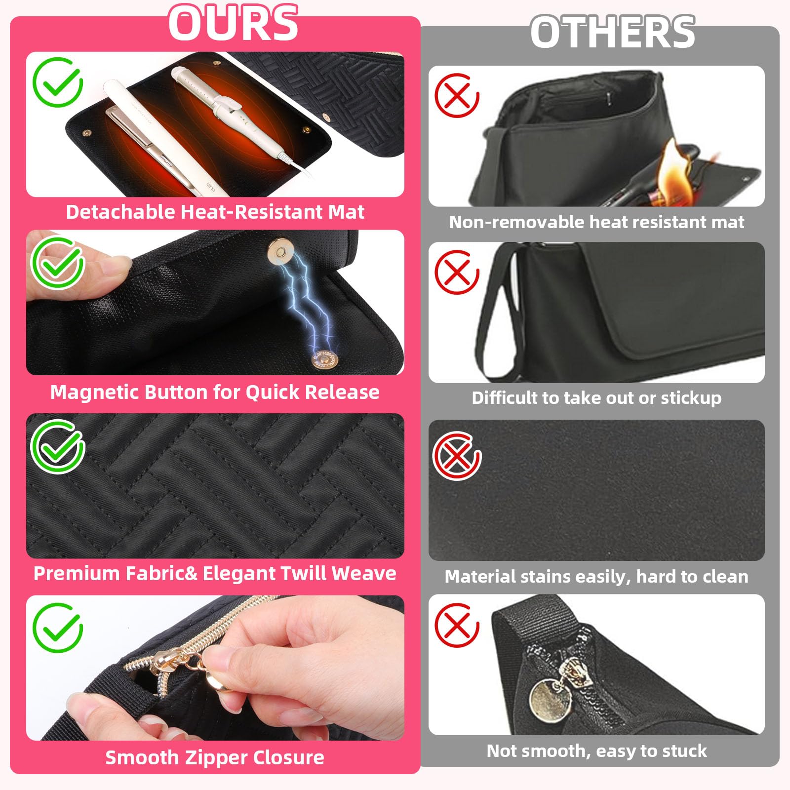 Veirdro interior pockets keep hair ties and clips neatly organized