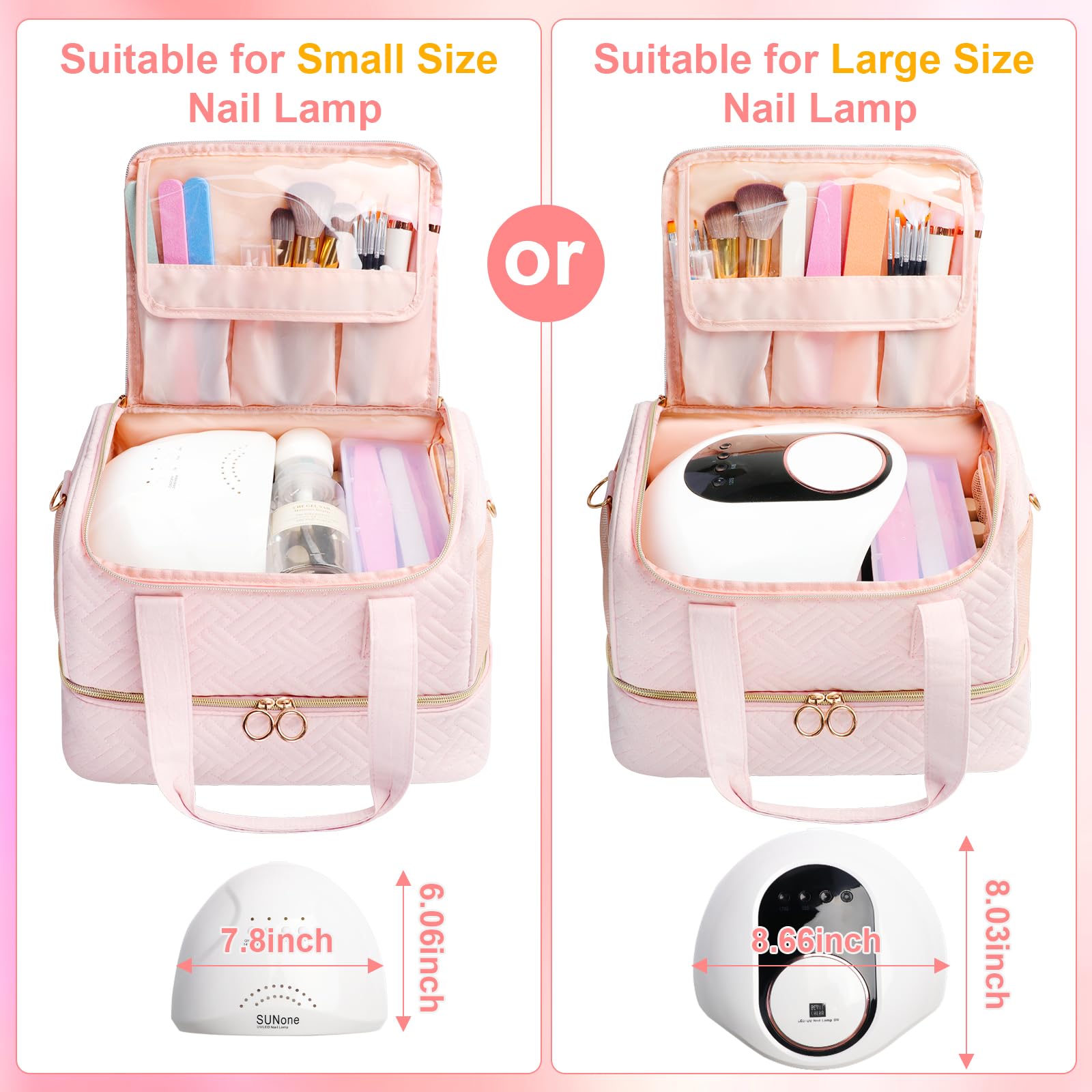 Veirdro travel-ready nail kit organizer shows secure luggage strap integration.