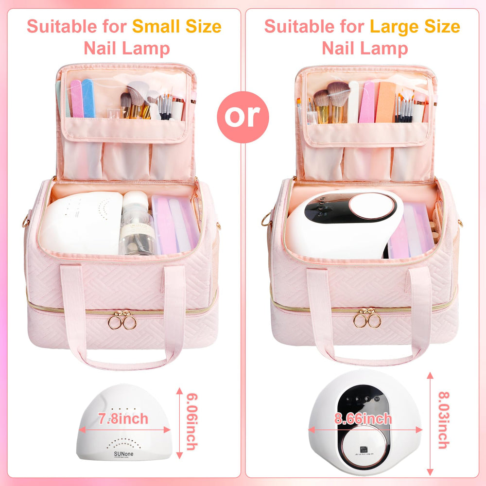 Veirdro travel-ready nail kit organizer shows secure luggage strap integration.