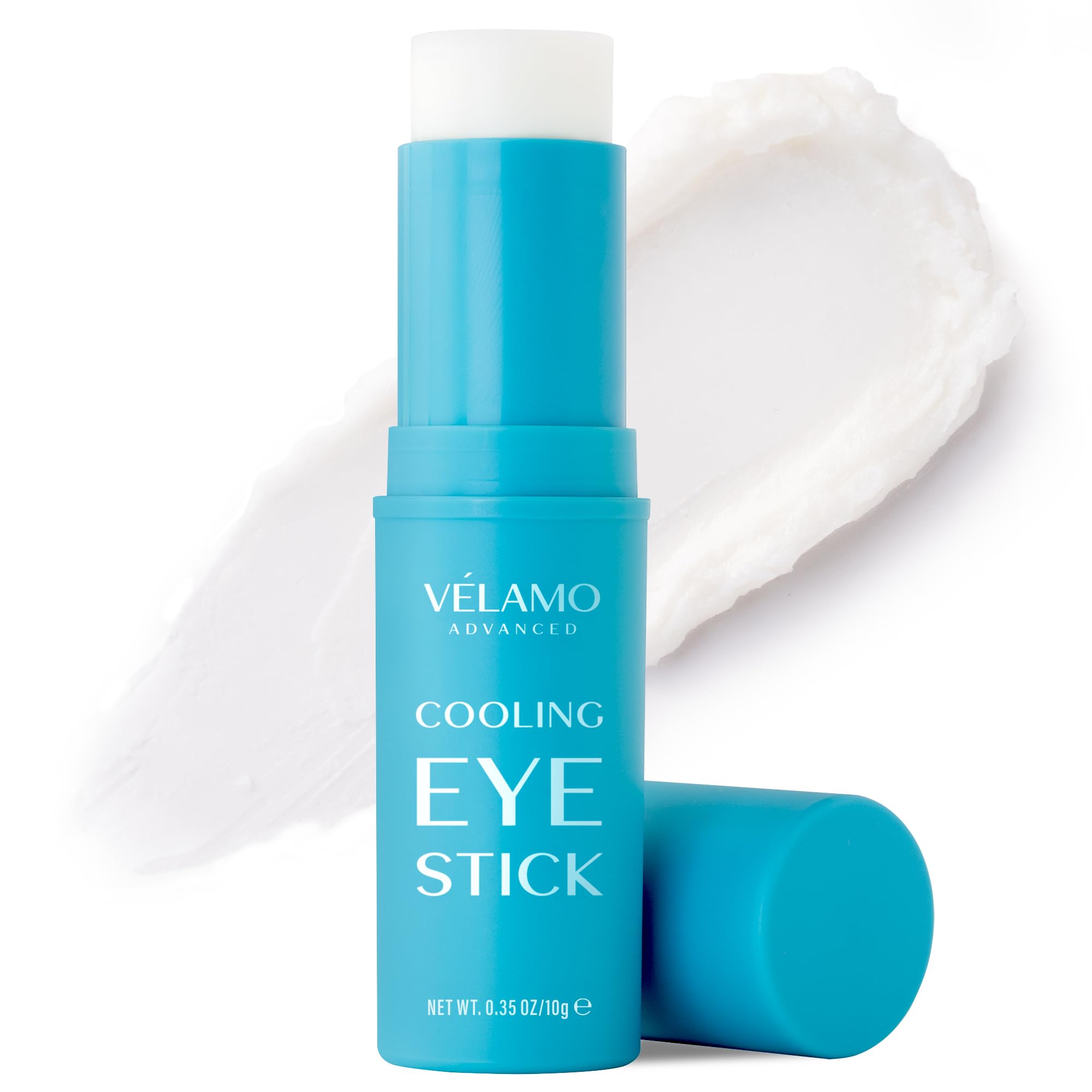 VELAMO ADVANCED cooling eye stick packaging ready for travel and on-the-go refreshment.