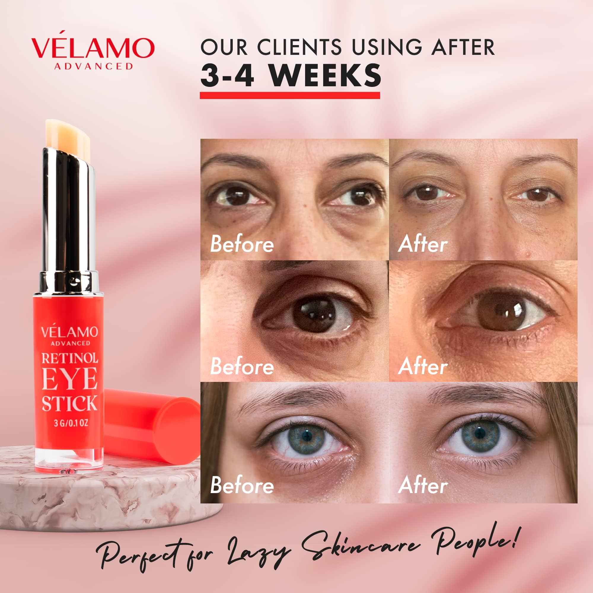 VELAMO ADVANCED Retinol Eye Stick, cuidado nocturno para ojos cansados y ojeras suaves