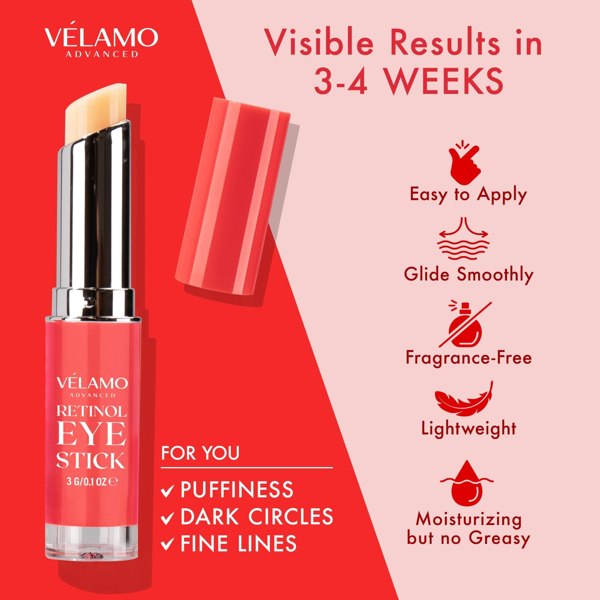 VELAMO ADVANCED Retinol Eye Stick gentle formula suitable for sensitive skin.