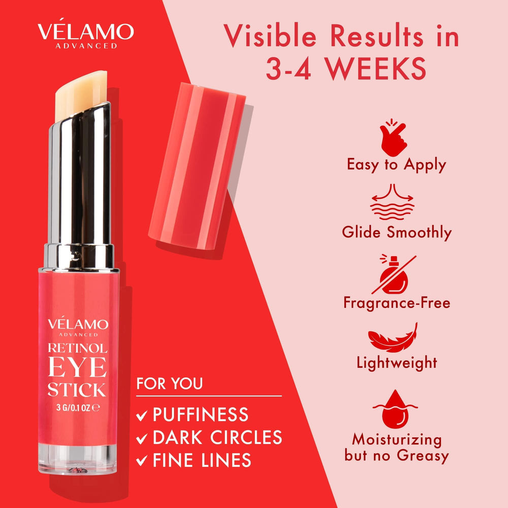 VELAMO ADVANCED Retinol Eye Stick gentle formula suitable for sensitive skin.