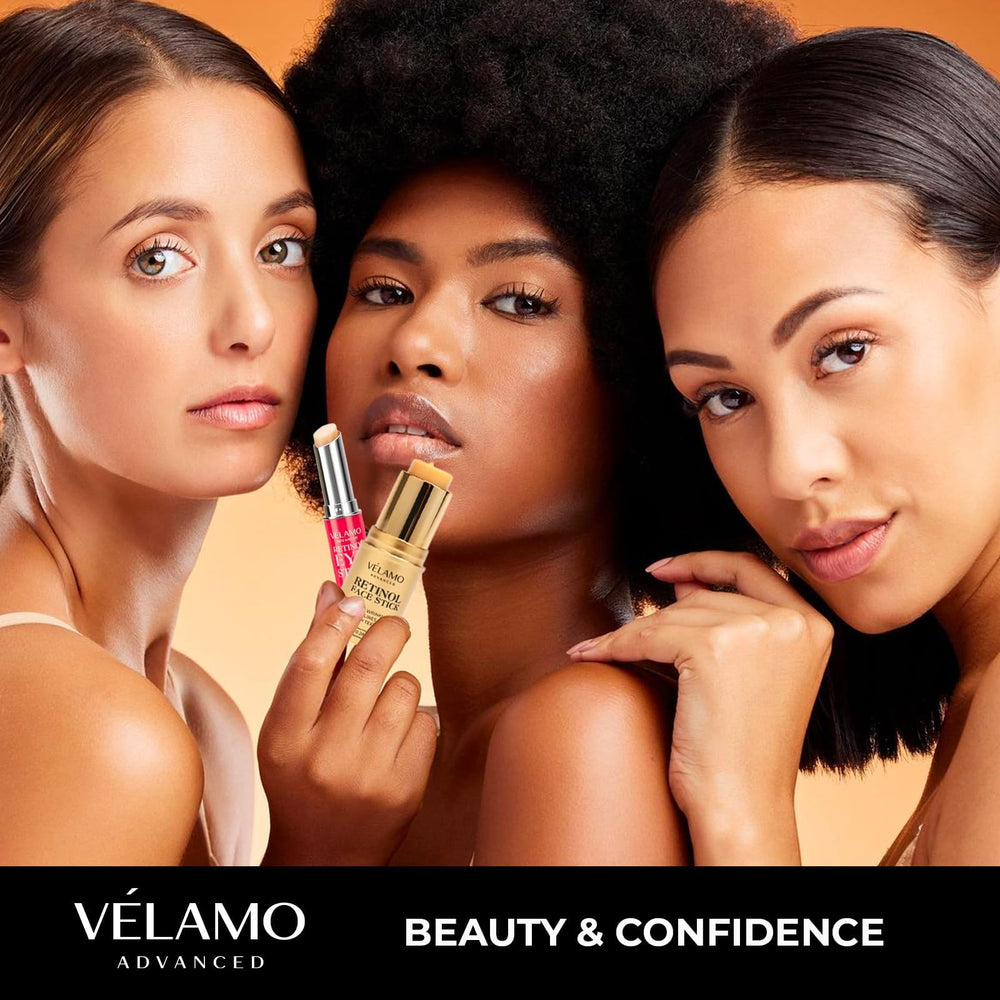 VELAMO ADVANCED retinol face stick close-up texture showing velvety glide and hydration.