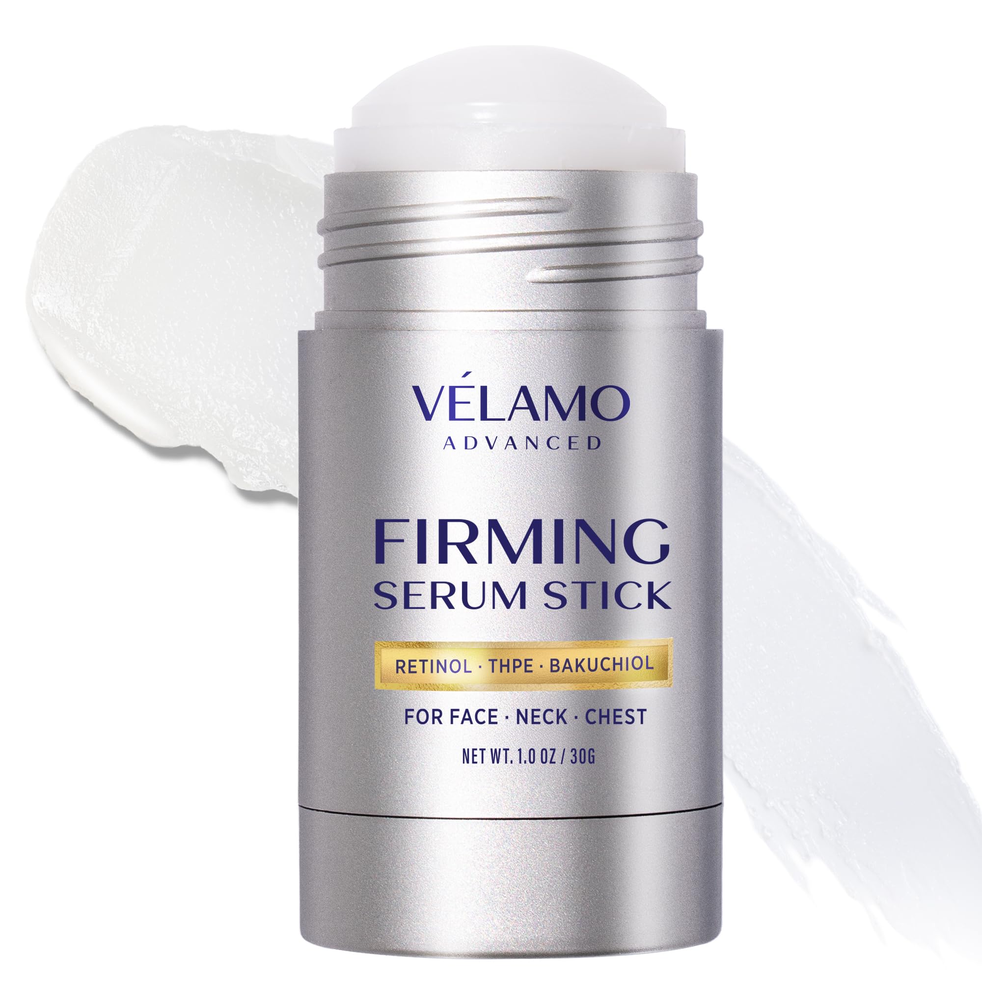 VELAMO ADVANCED Retinol serum-stick on face applying for firmer, smoother skin.