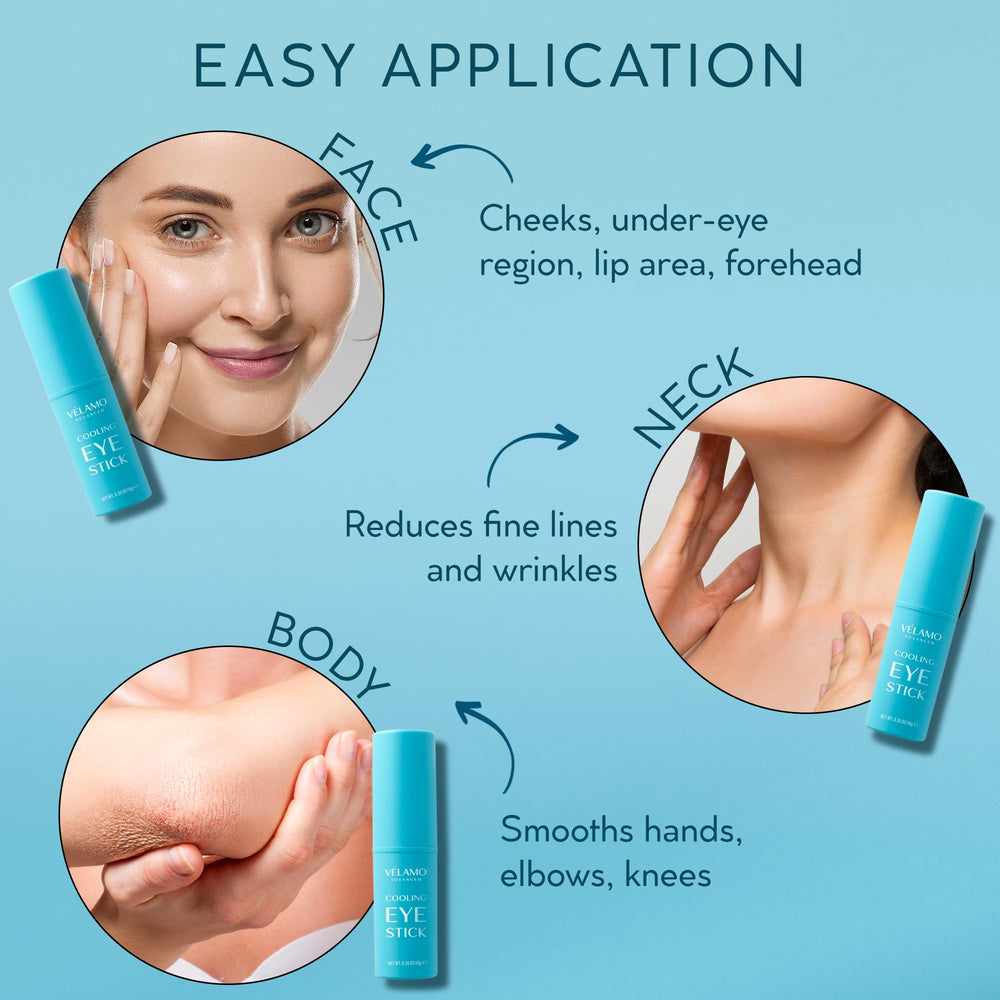 VELAMO ADVANCED travel-size stick for on-the-go skincare touch-ups.