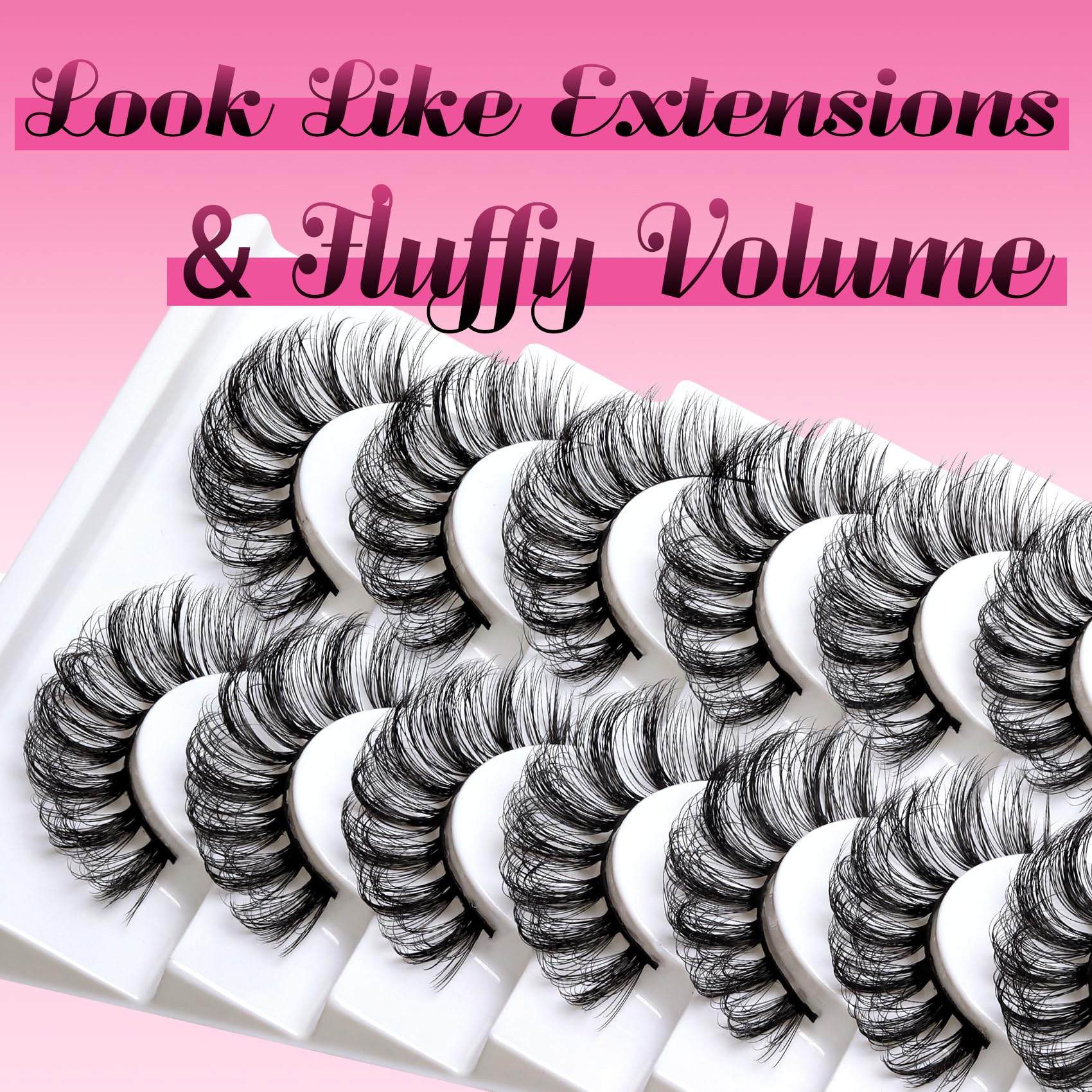 Veleasha fluffy wispy DD Curl lashes pack showing versatile style