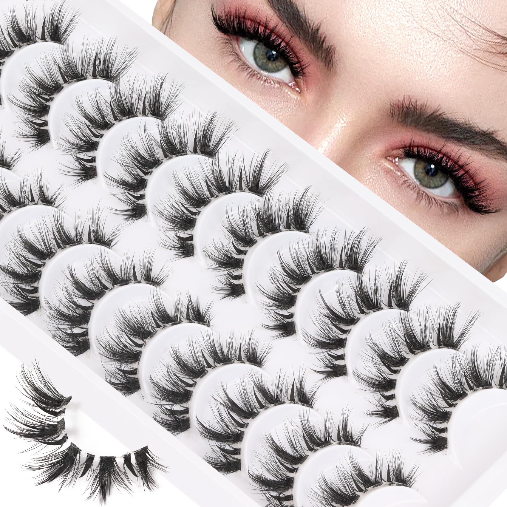 Veleasha manga lashes cat eye clear band 7-16mm for seamless cat-eye definition