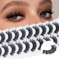 Veleasha Russian strip lashes D-curl on-eye view for fluffy wispy enhancement