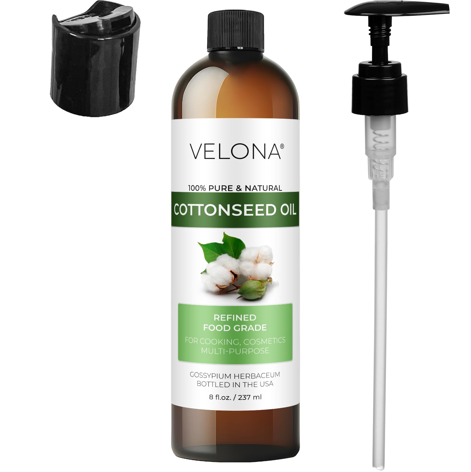 Velona Cotton Seed Oil close-up highlights smooth texture and pure clarity