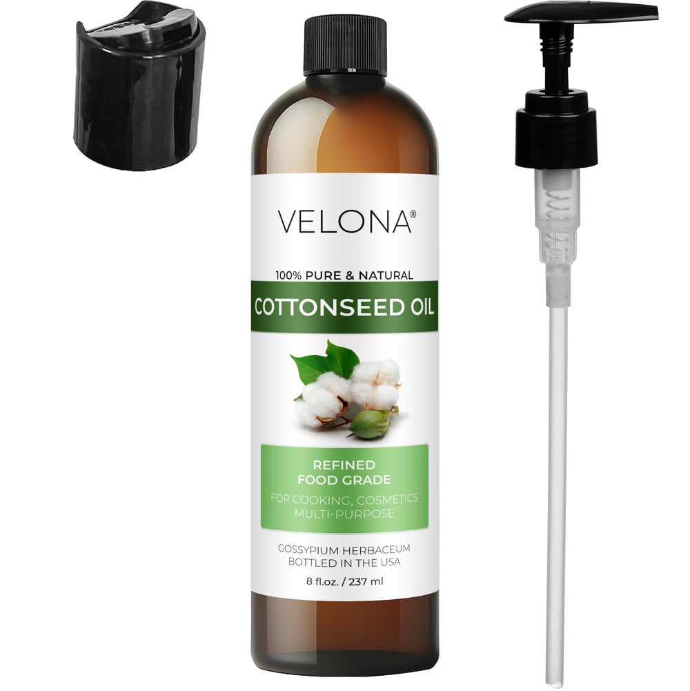 Velona Cotton Seed Oil close-up highlights smooth texture and pure clarity