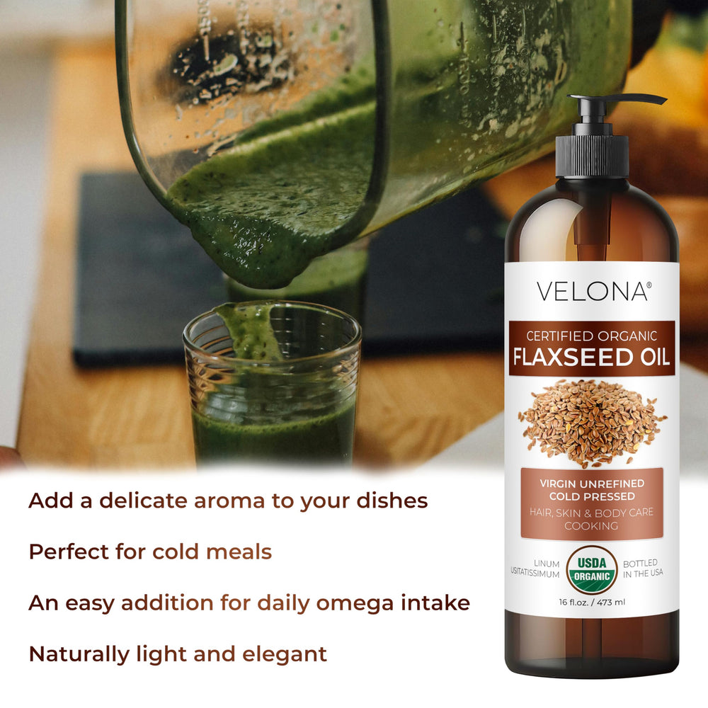 Velona flaxseed oil ingredients highlight pure additive-free formula for sensitive skincare