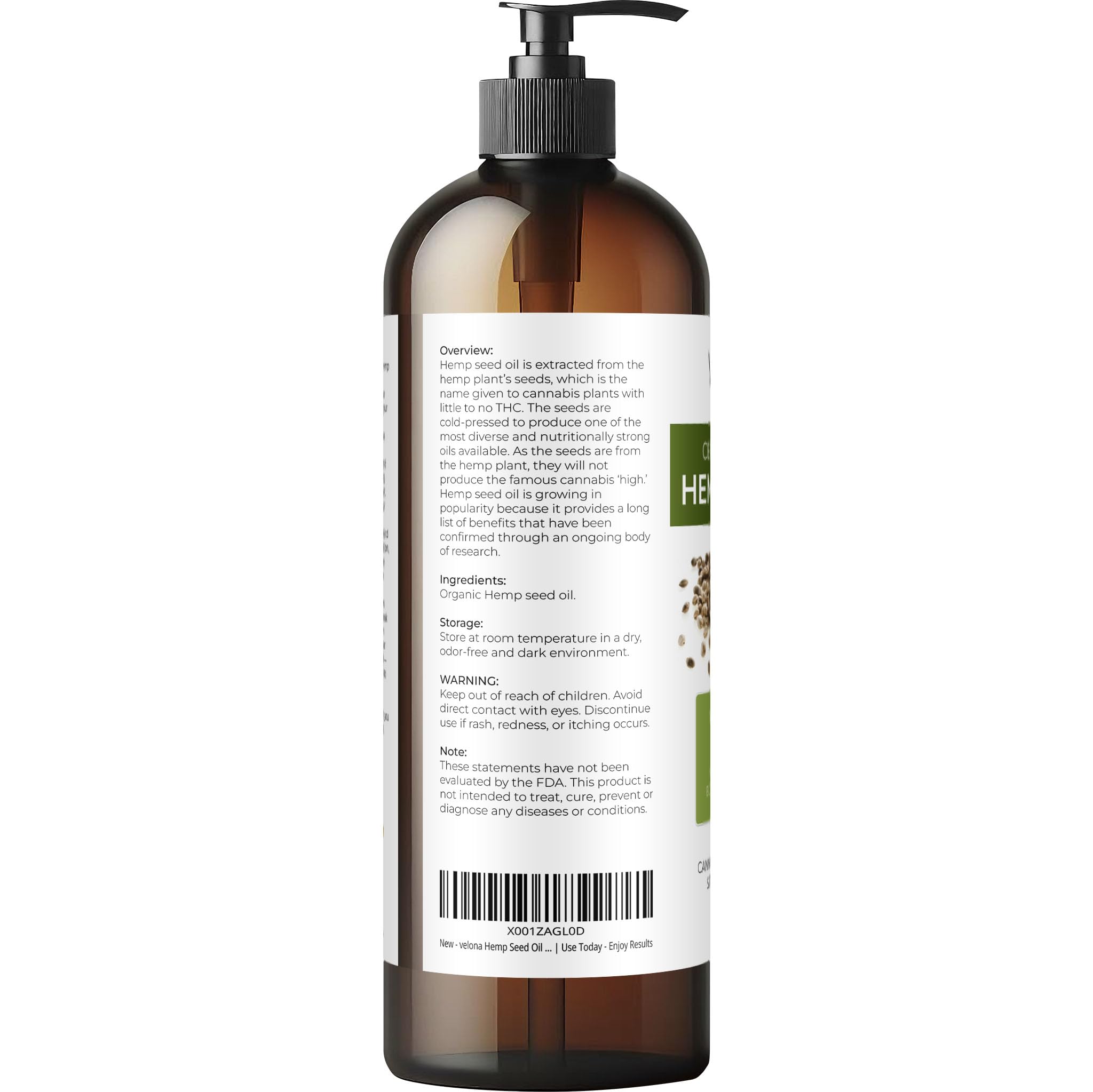 Velona Hemp Seed Oil dropper application ready for facial or hair treatment