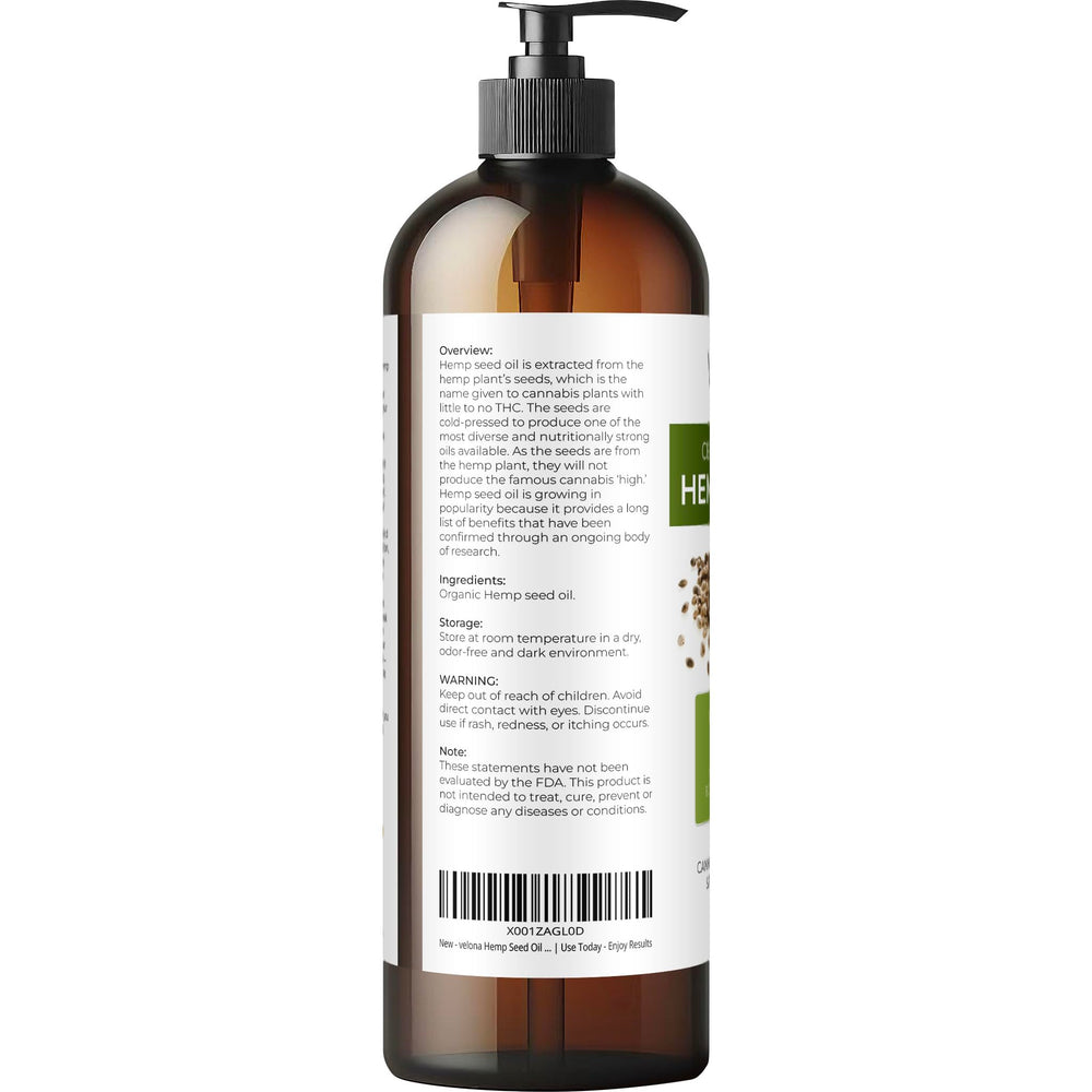 Velona Hemp Seed Oil dropper application ready for facial or hair treatment
